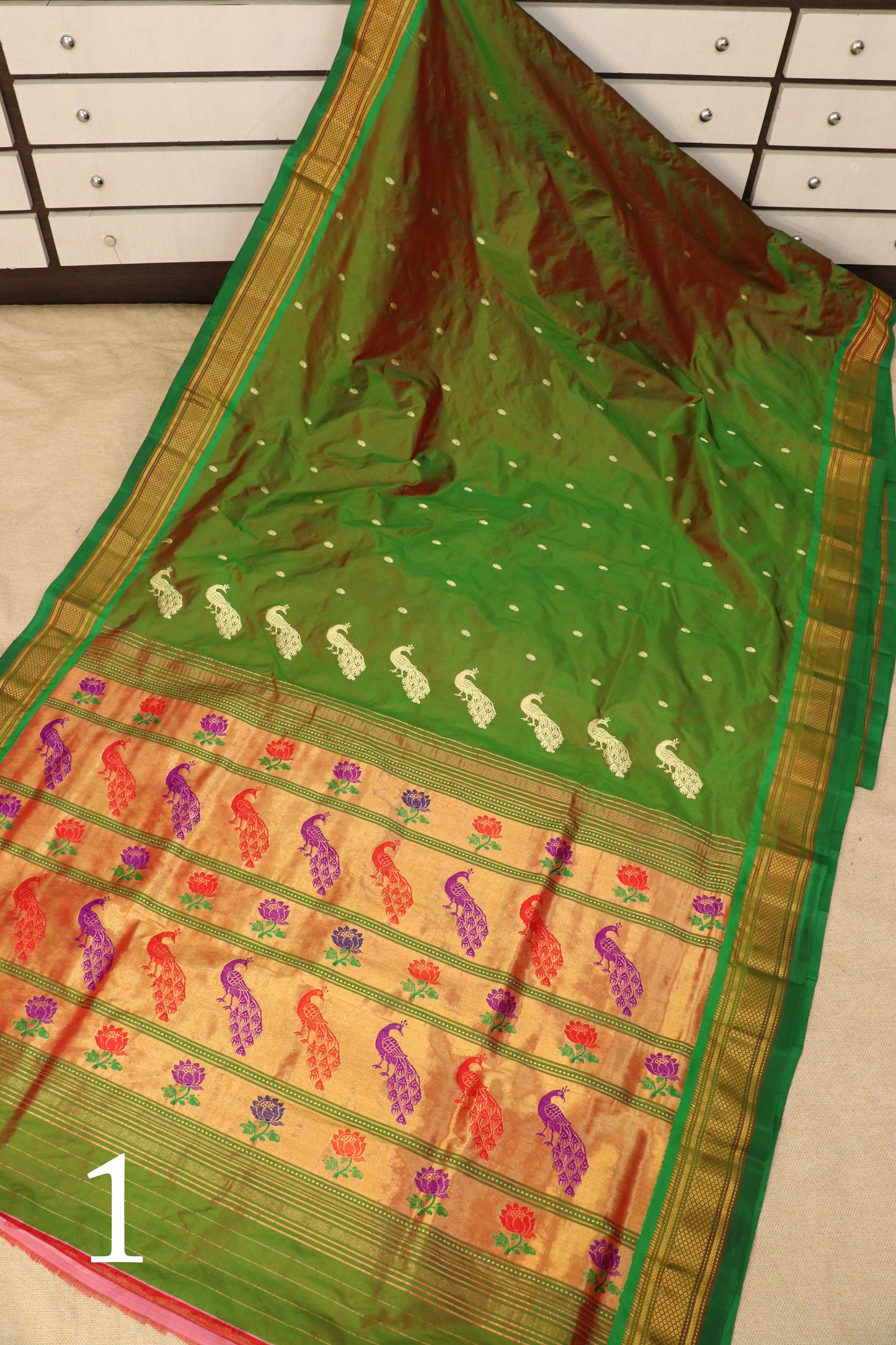 Tissue Peacock Padar Paithani Saree