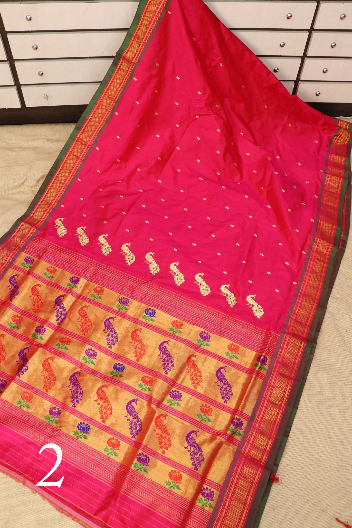 Tissue Peacock Padar Paithani Saree