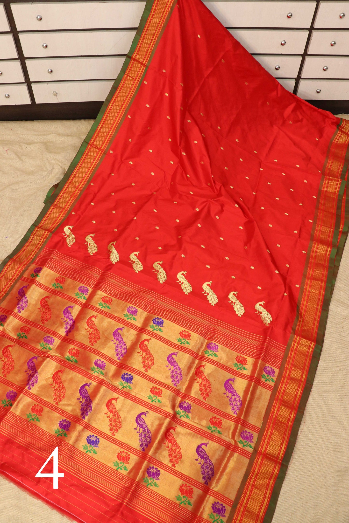 Tissue Peacock Padar Paithani Saree