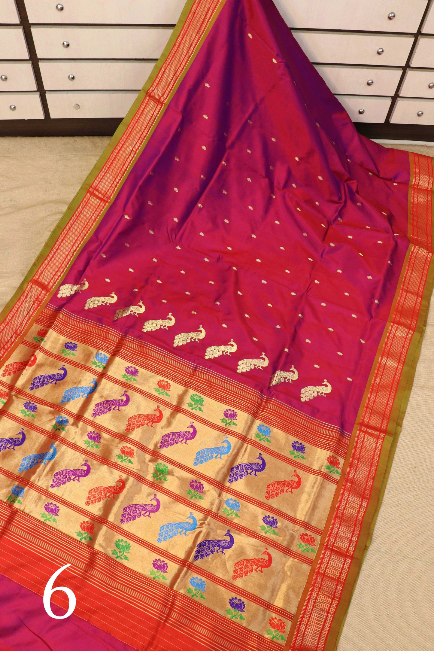 Tissue Peacock Padar Paithani Saree