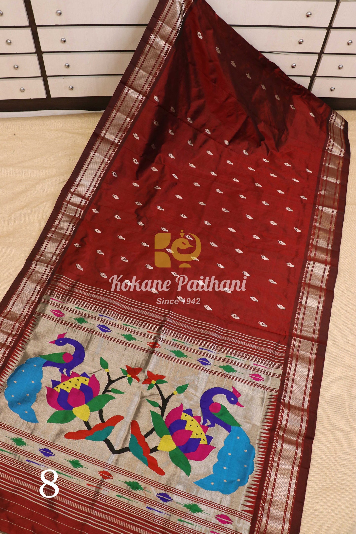 Fancy Pallu Silver Silk Paithani Saree