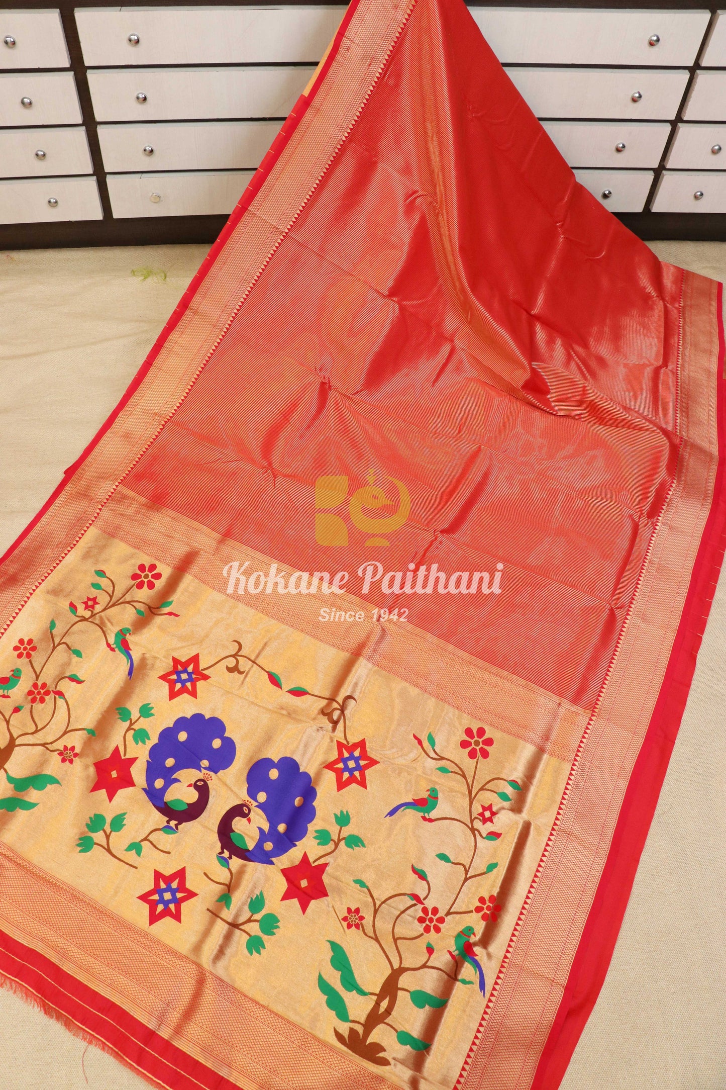 Jari Lining Tissue Semi Paithani