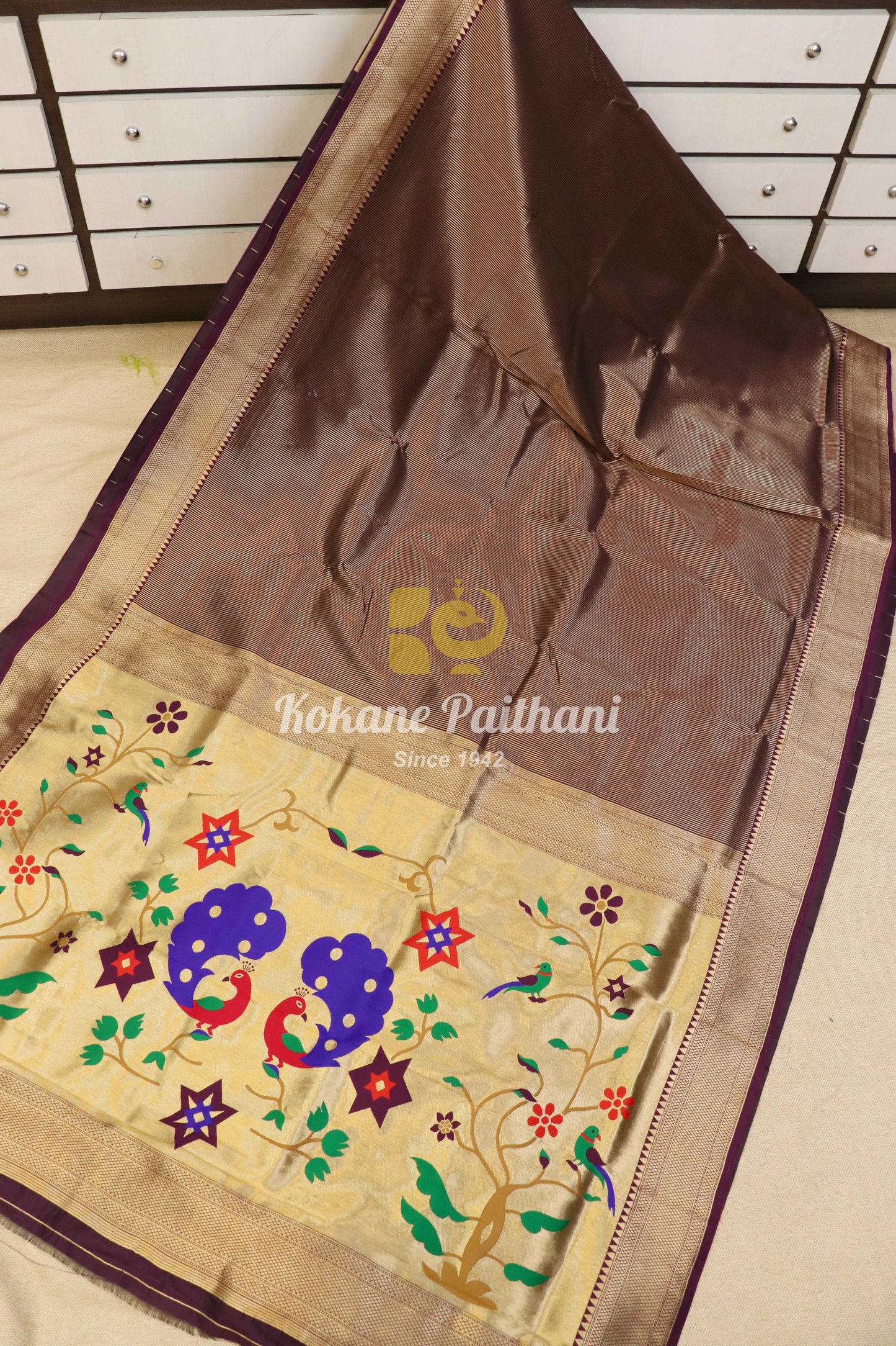 Jari Lining Tissue Semi Paithani