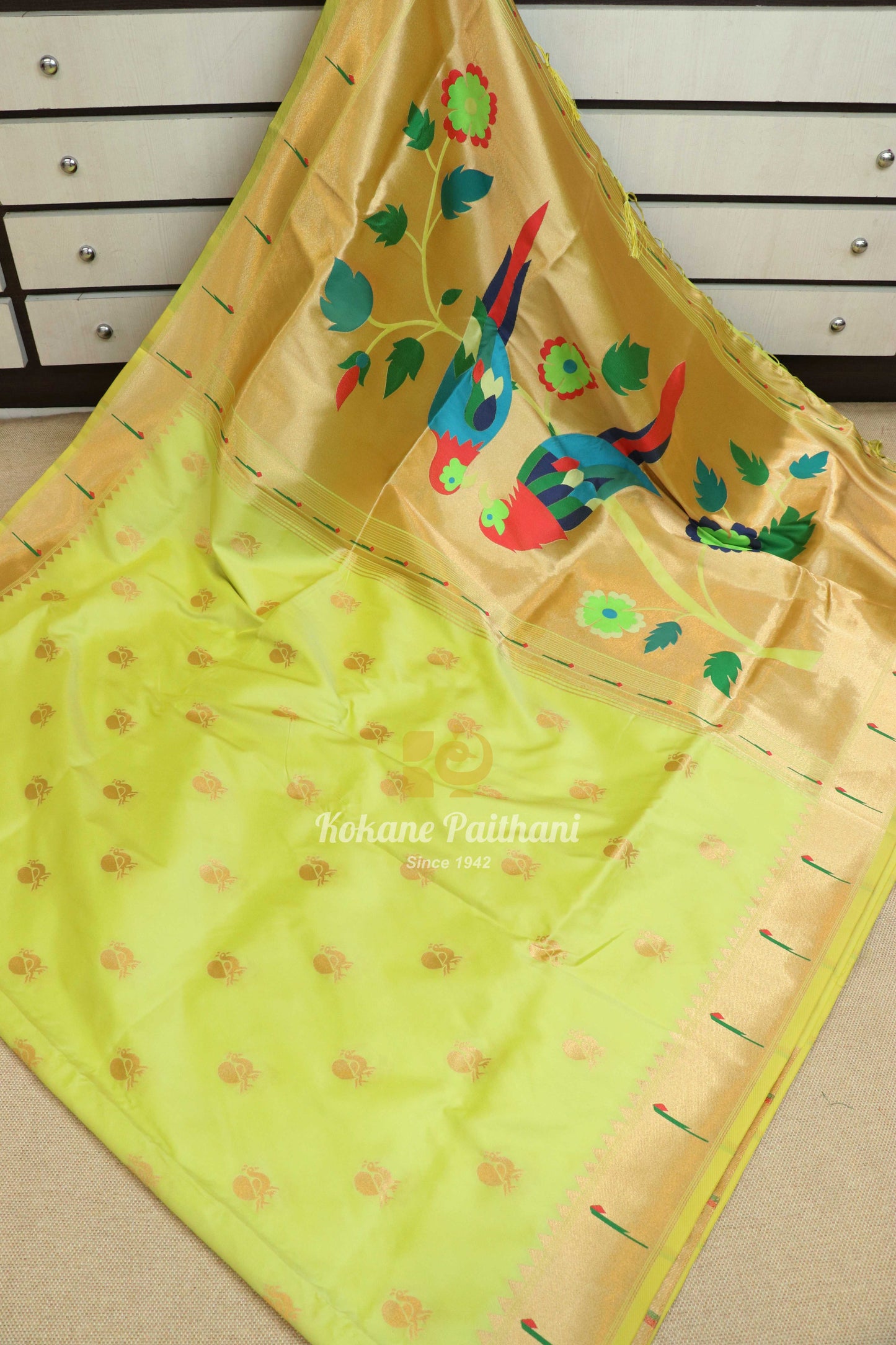 Semi Muniya Brocade Paithani Saree