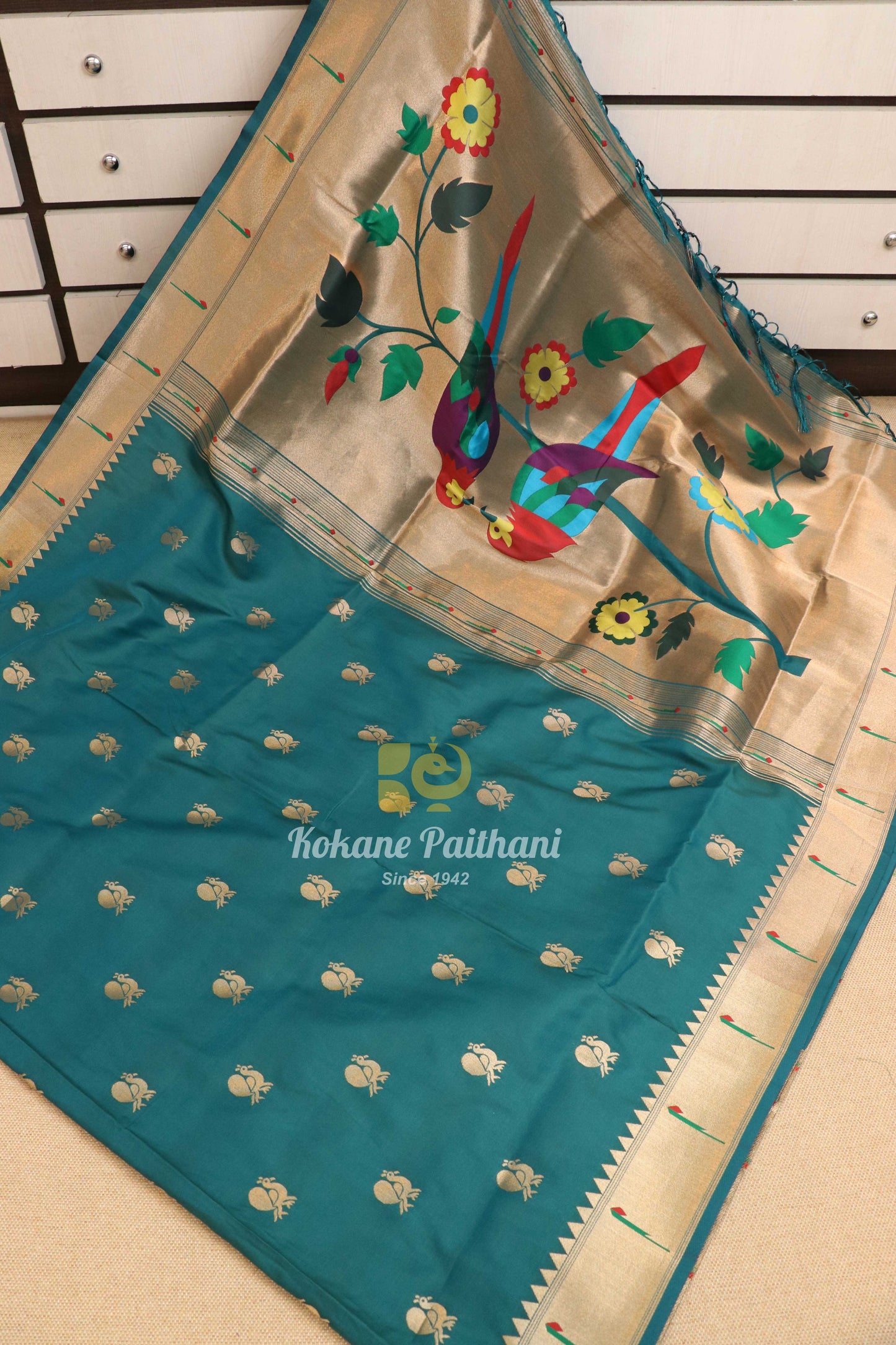 Semi Muniya Brocade Paithani Saree