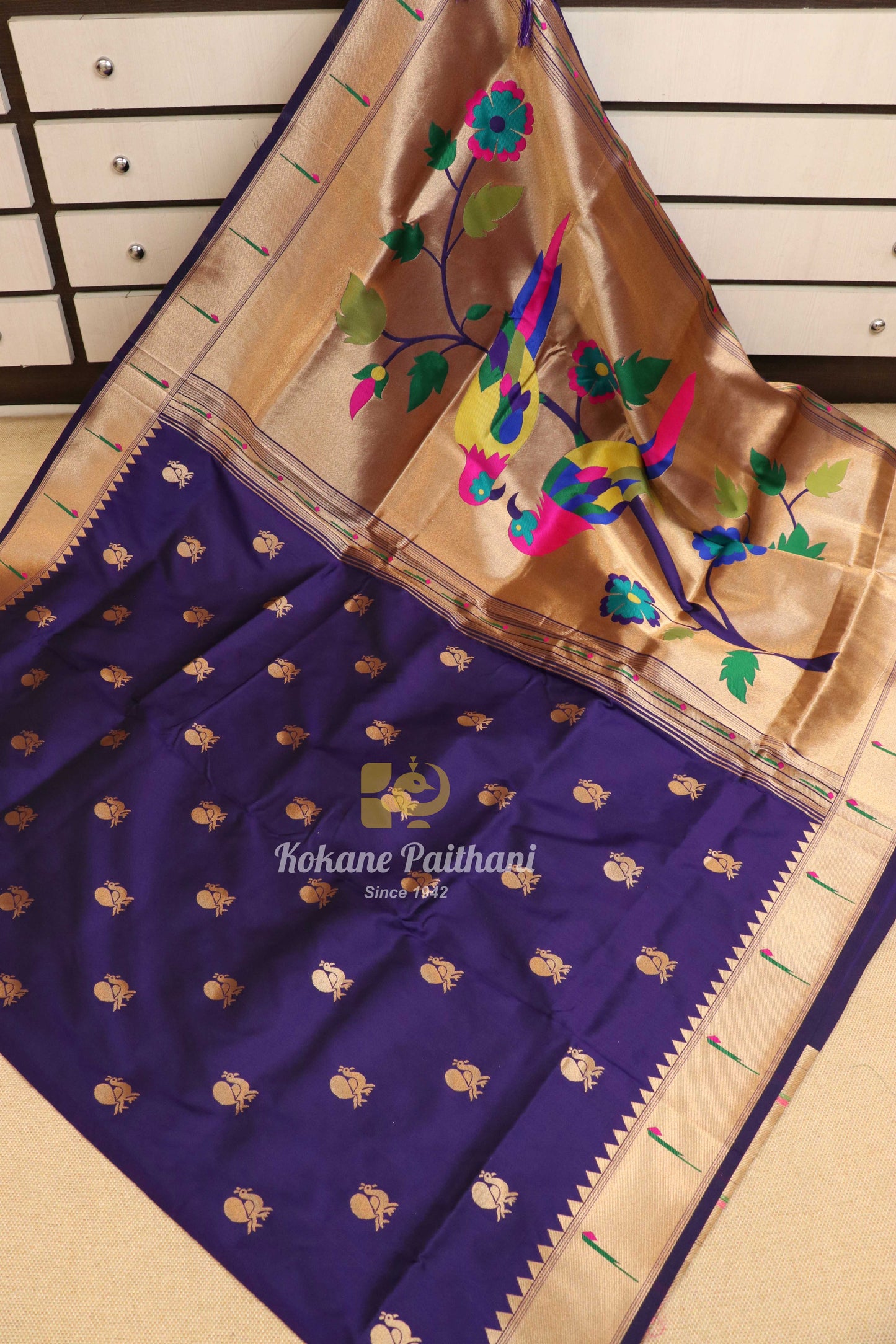 Semi Muniya Brocade Paithani Saree