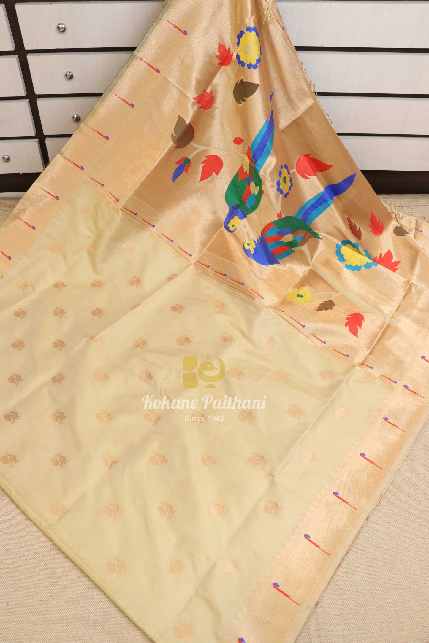 Semi Muniya Brocade Paithani Saree