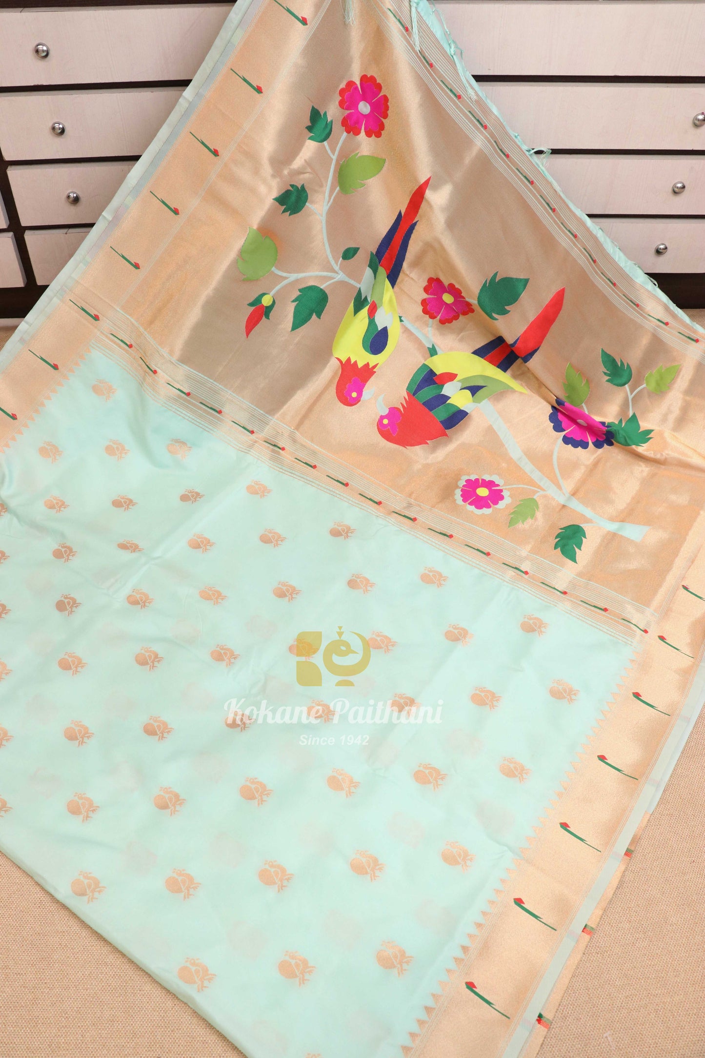 Semi Muniya Brocade Paithani Saree