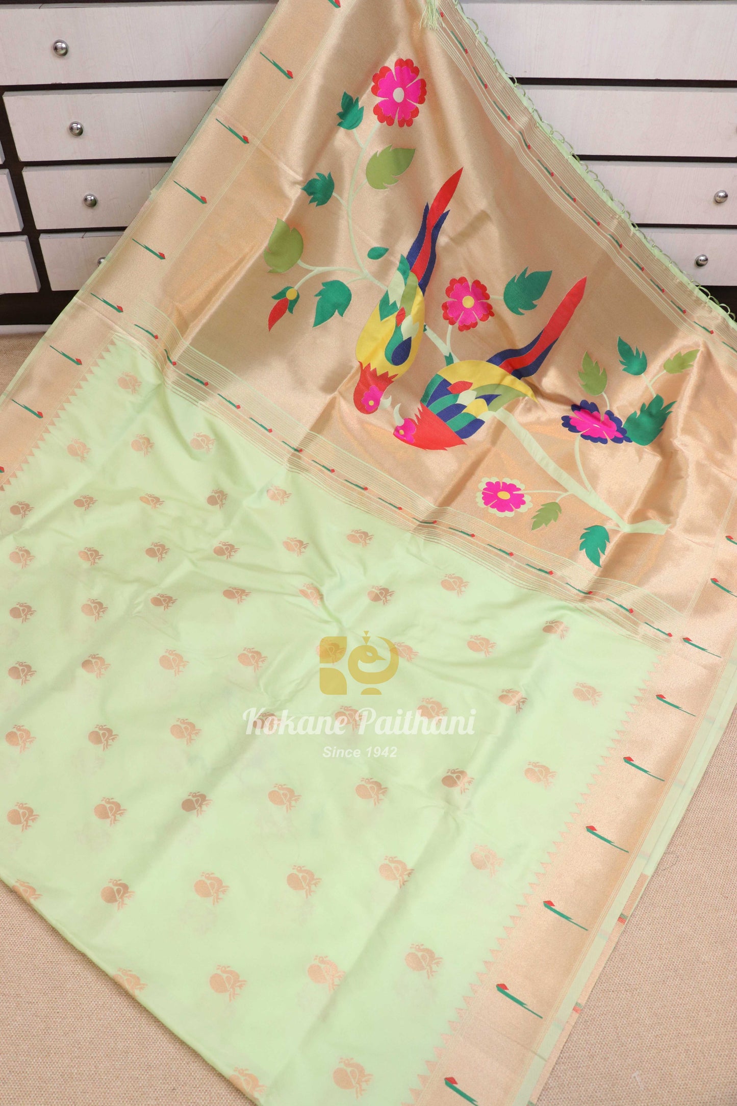 Semi Muniya Brocade Paithani Saree