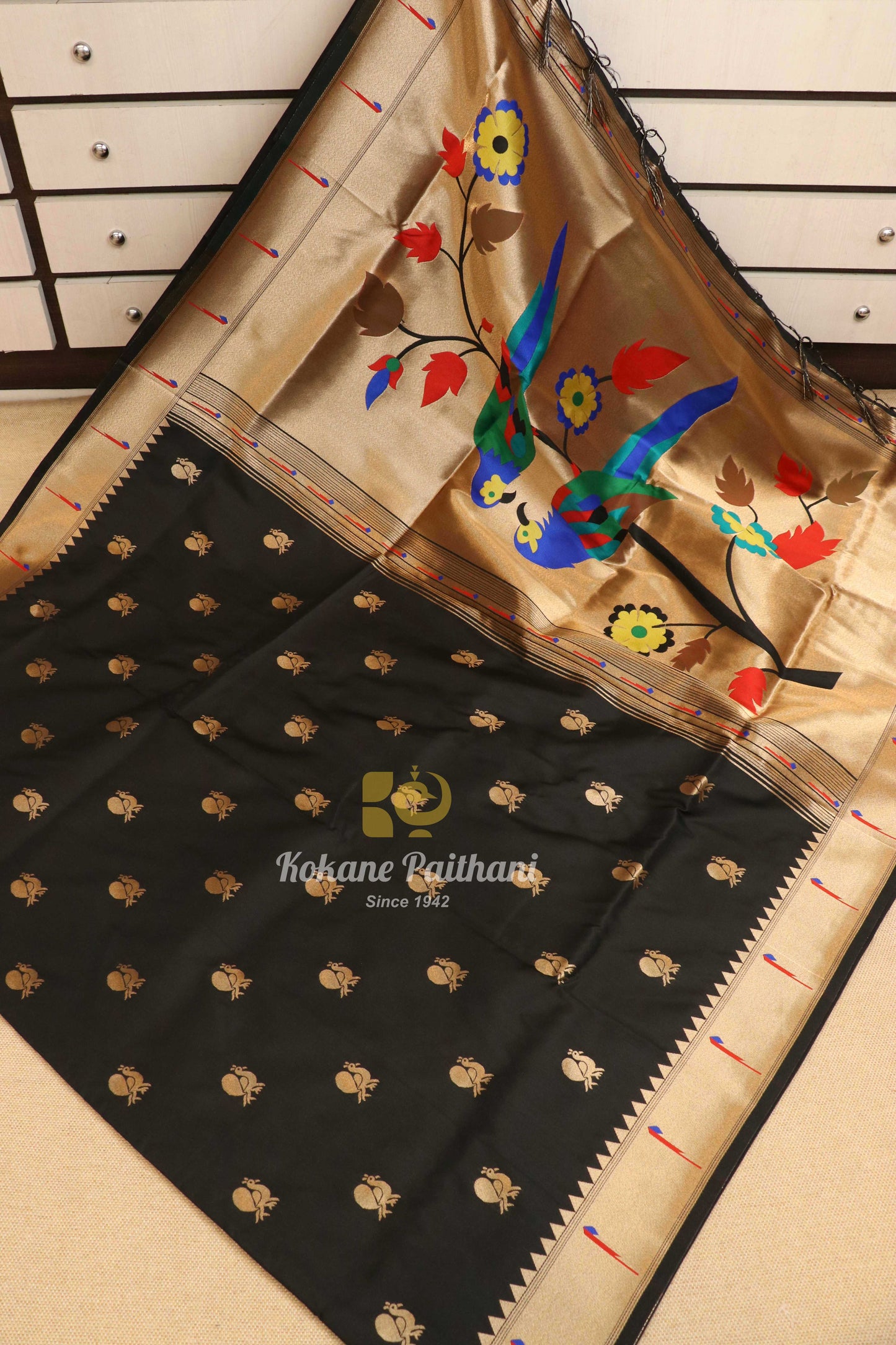 Semi Muniya Brocade Paithani Saree