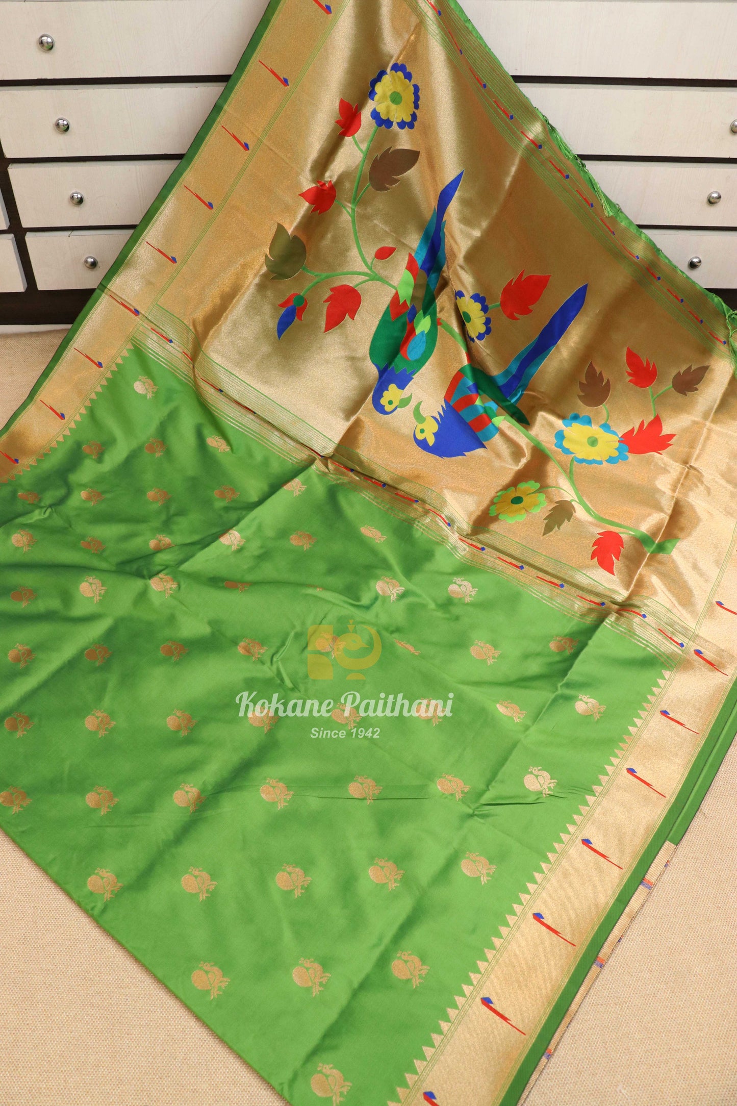 Semi Muniya Brocade Paithani Saree