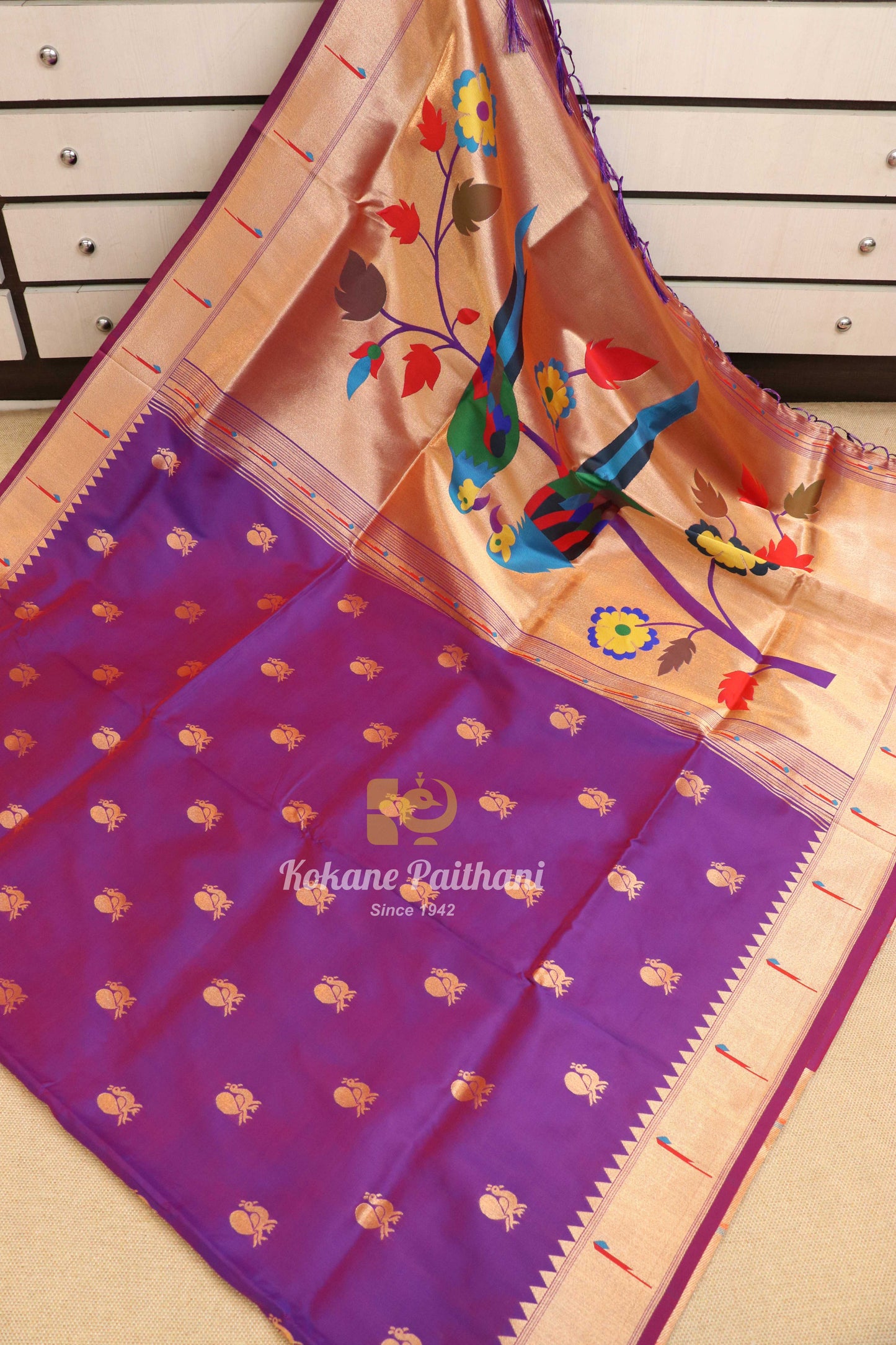 Semi Muniya Brocade Paithani Saree
