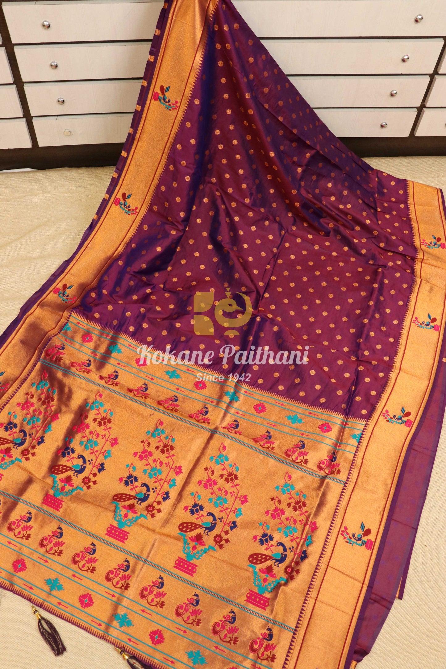 Pari Silk Brocade Semi Paithani