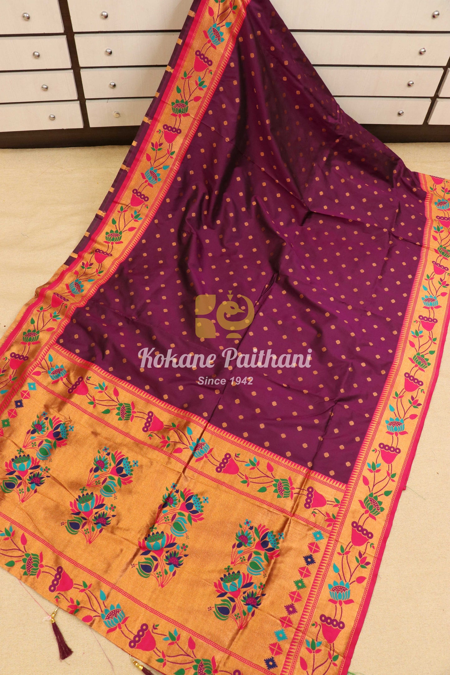 Vinayak Silk Brocade Semi Paithani