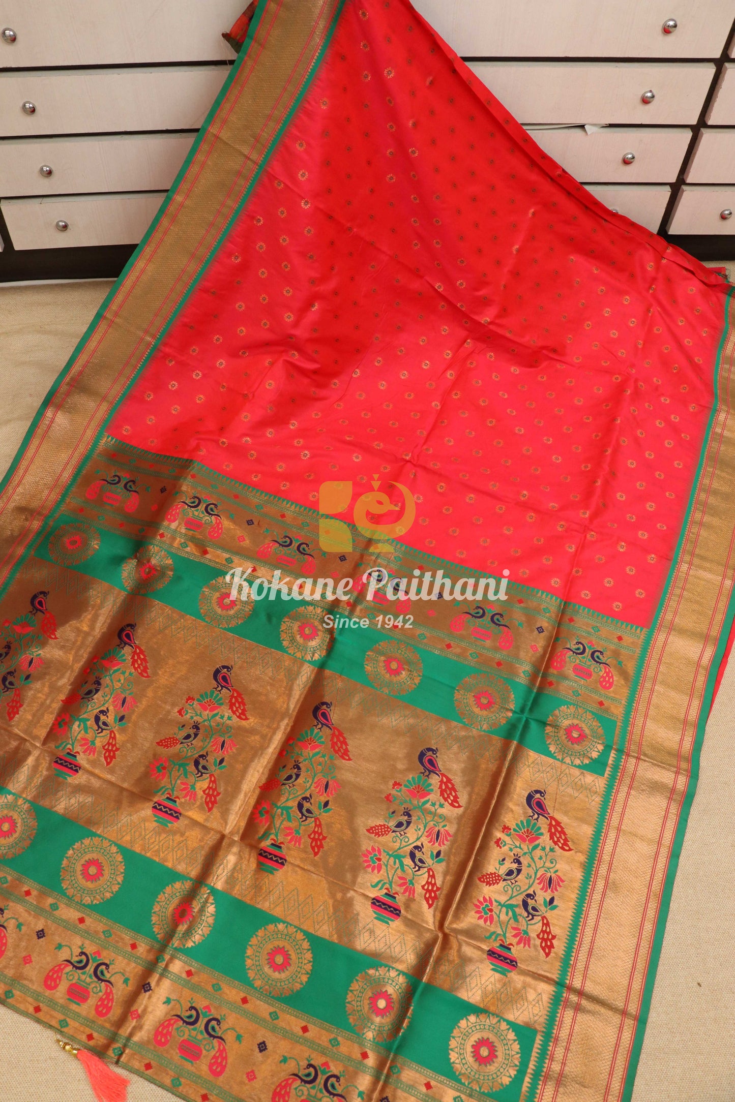 Kokane Silk Semi Paithani Saree