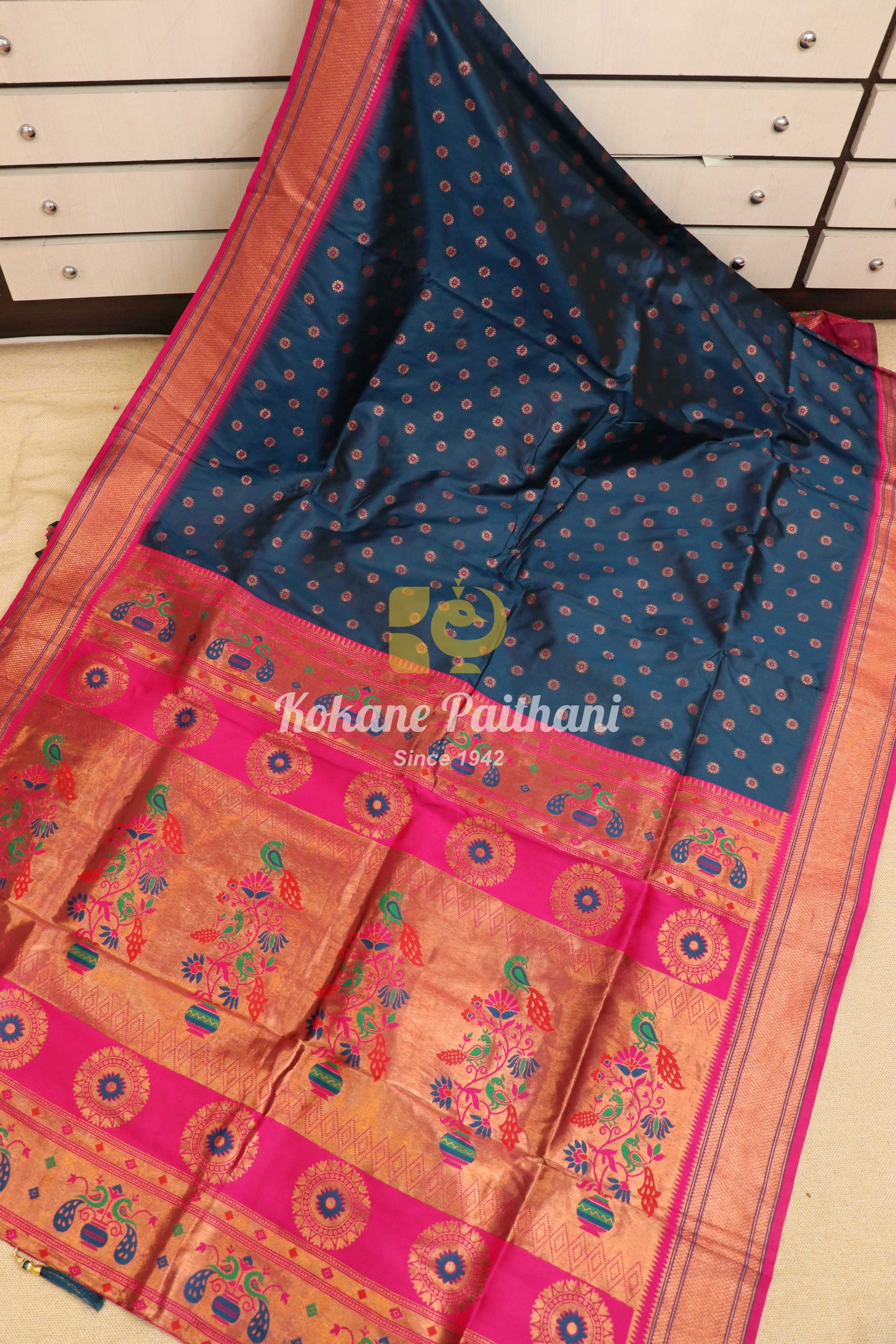 Kokane Silk Semi Paithani Saree