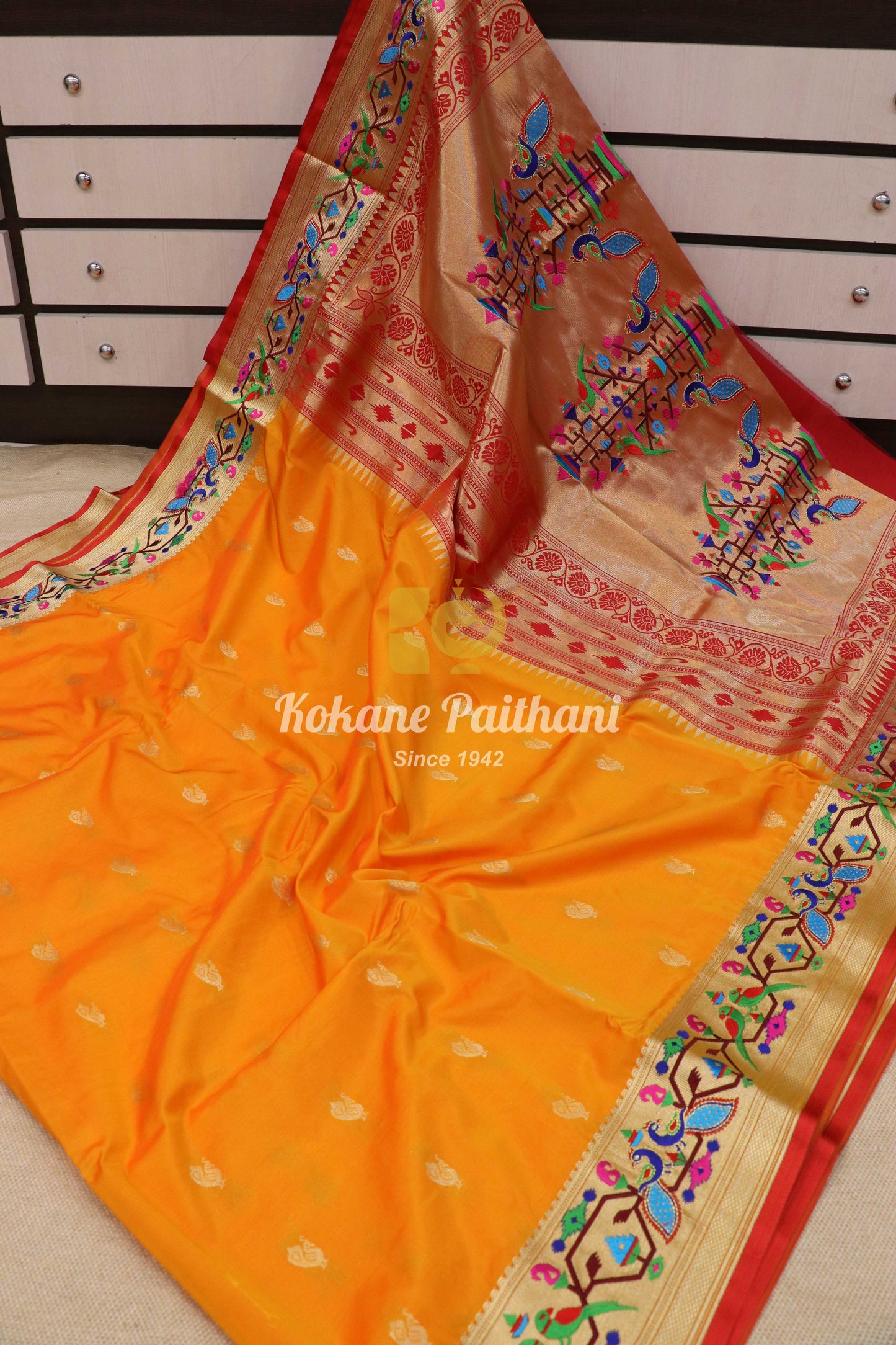 Embroidery Brocade Paithani Saree