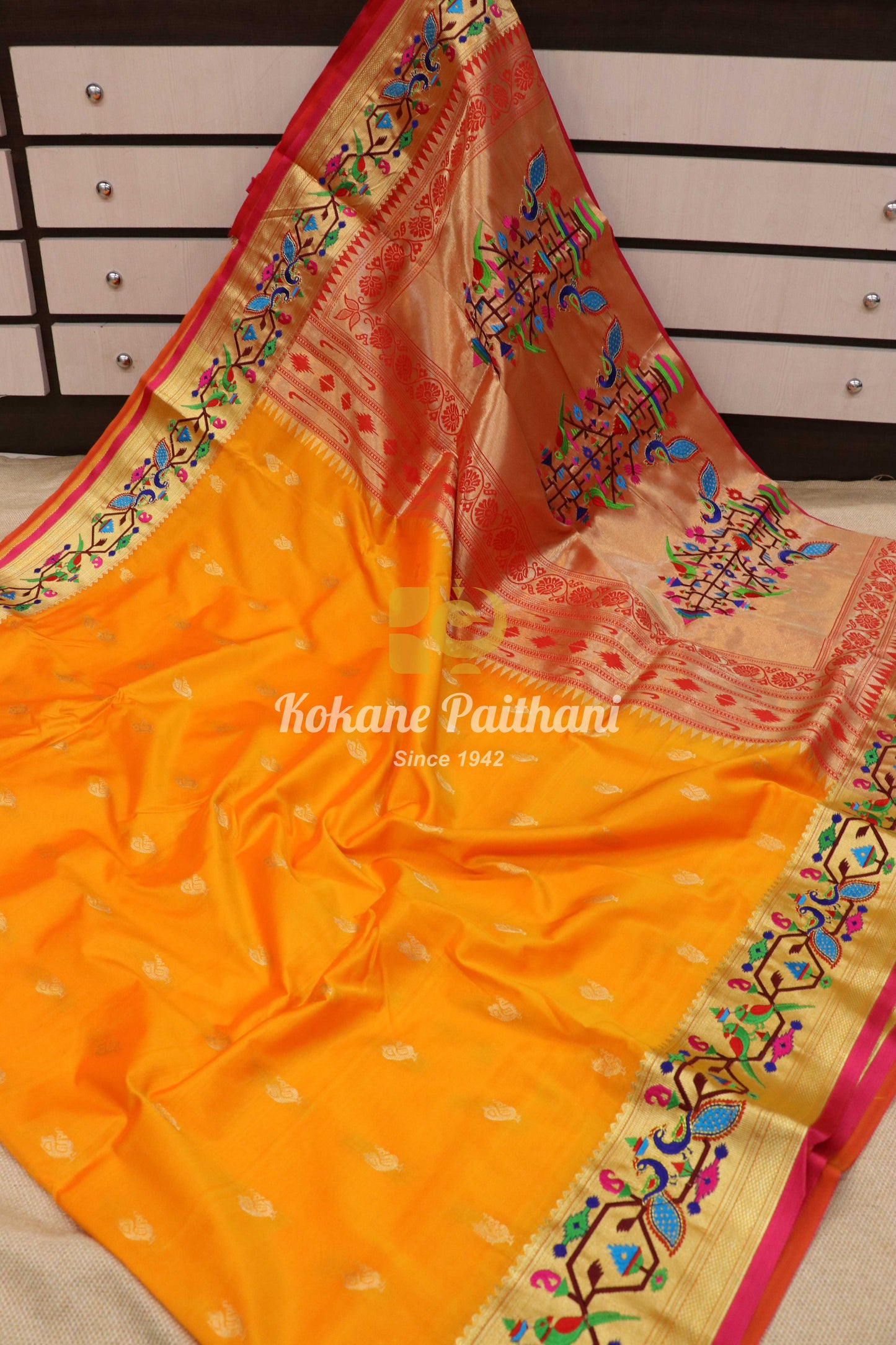 Embroidery Brocade Paithani Saree