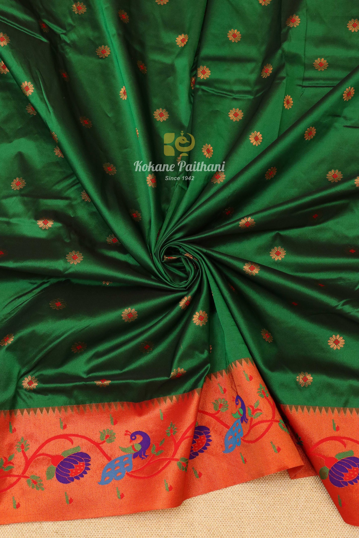 Peacock Lotus Brocade Paithani Saree