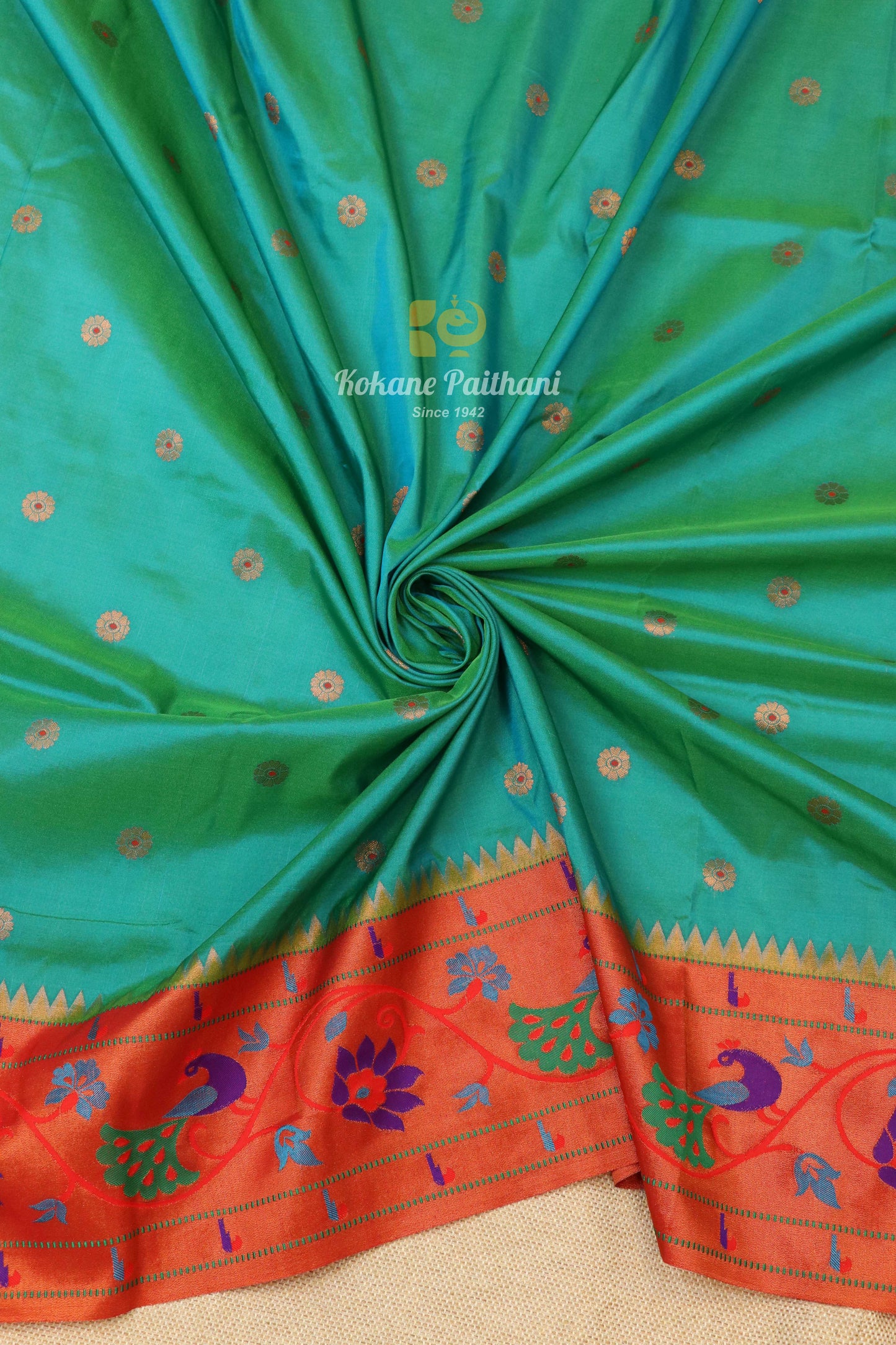 Peacock Flower Brocade Paithani Saree 3