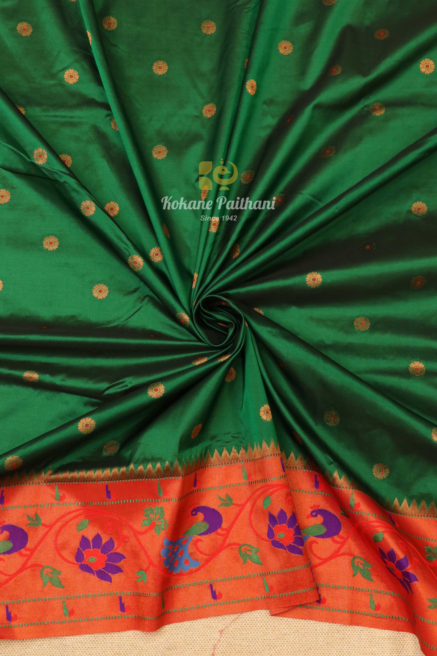 Peacock Flower Brocade Paithani Saree 3