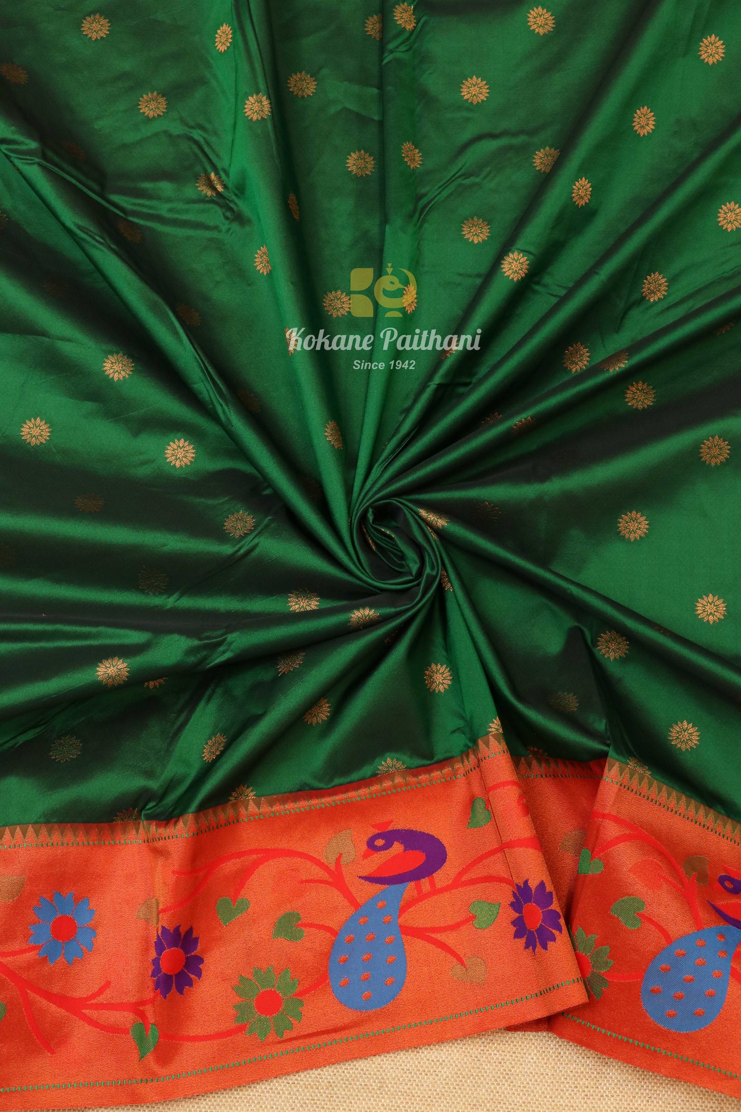 Peacock Flower Brocade Paithani Saree 2