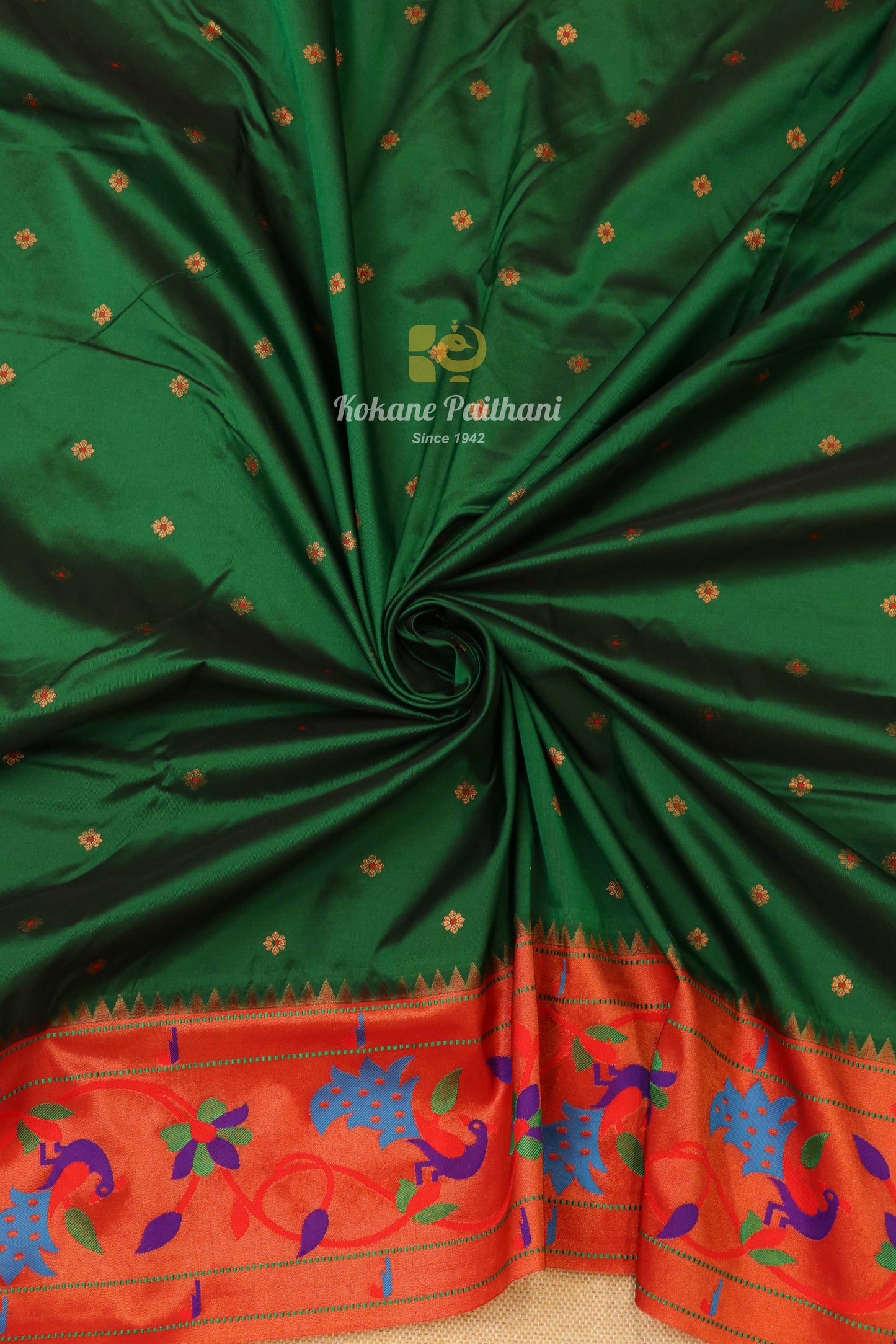 Peacock Flower Brocade Paithani Saree