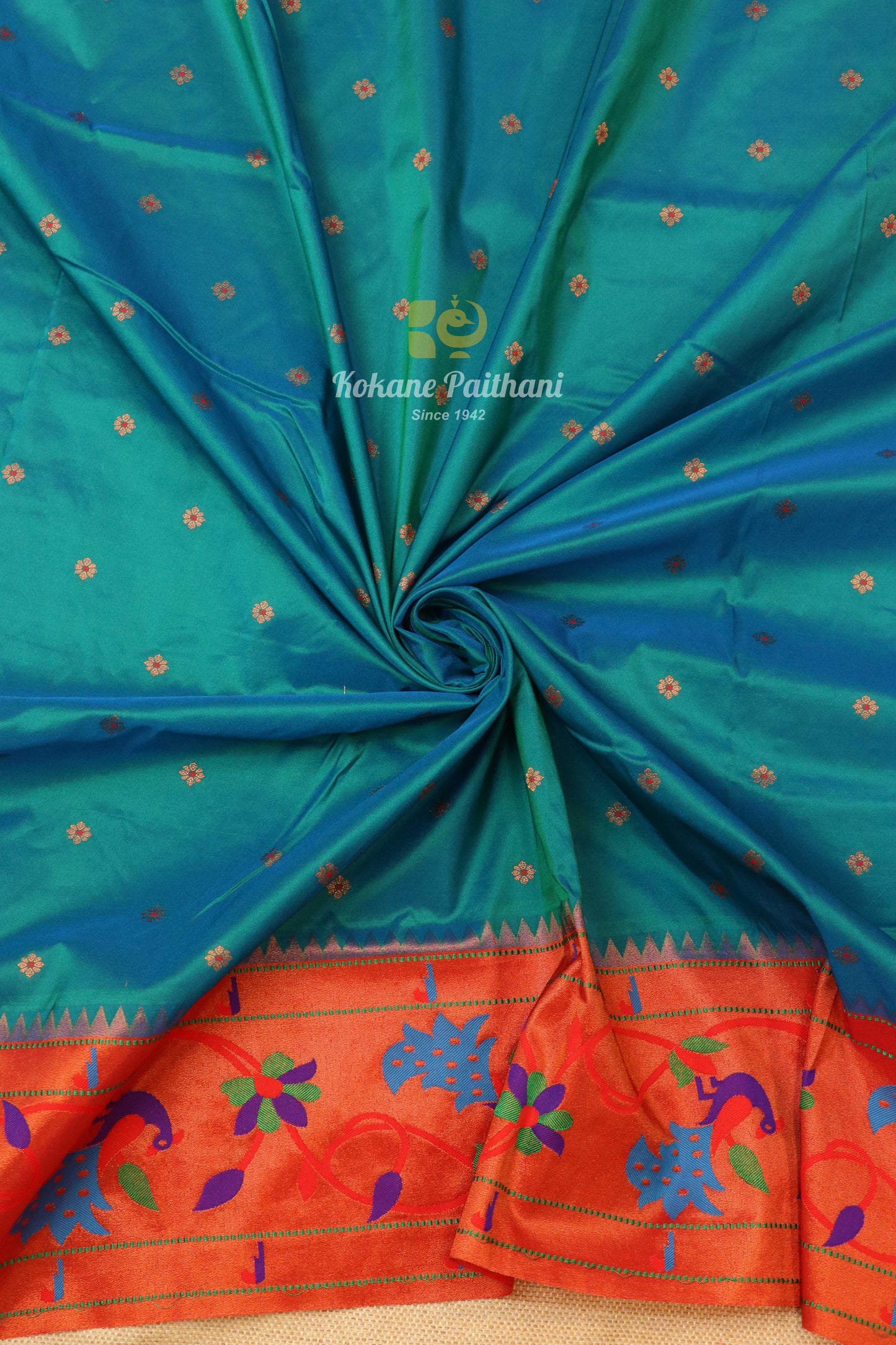 Peacock Flower Brocade Paithani Saree
