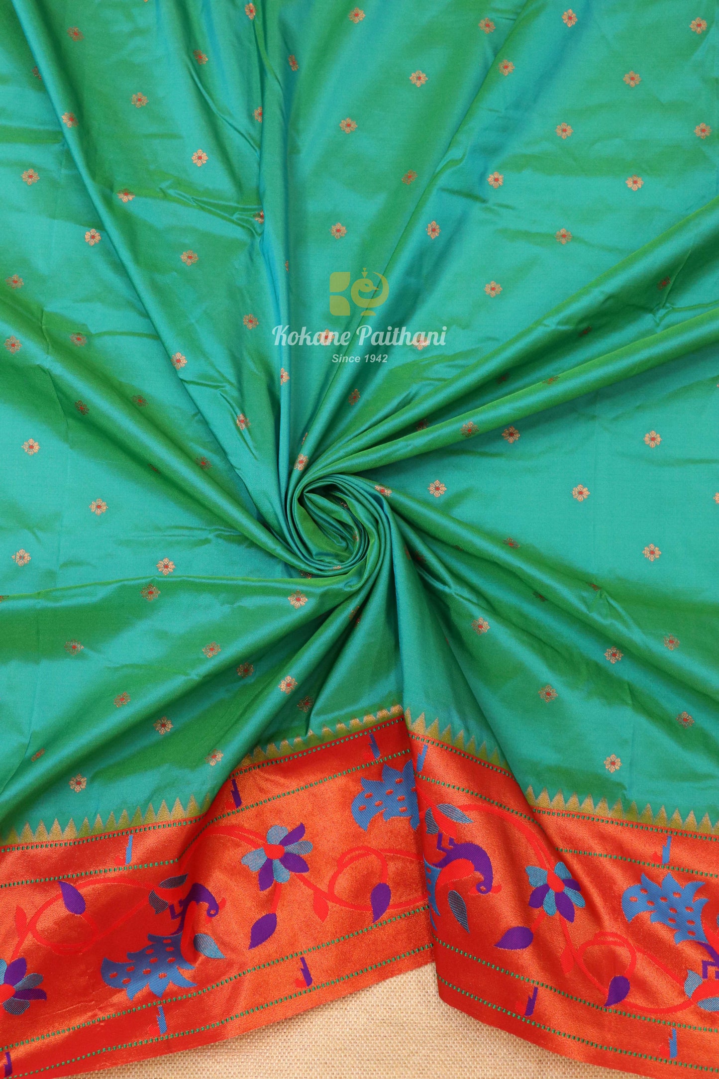 Peacock Flower Brocade Paithani Saree