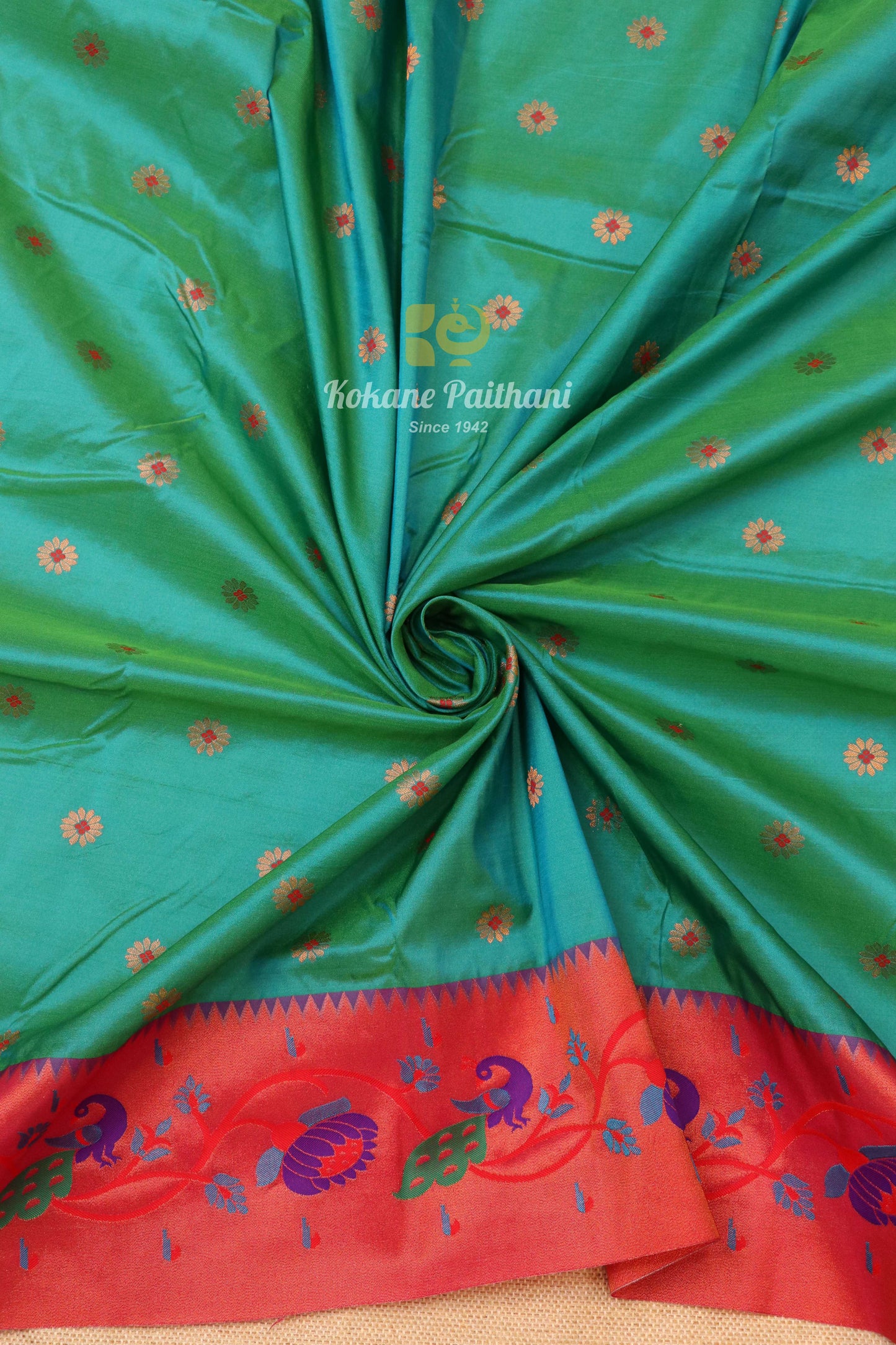 Peacock Lotus Brocade Paithani Saree