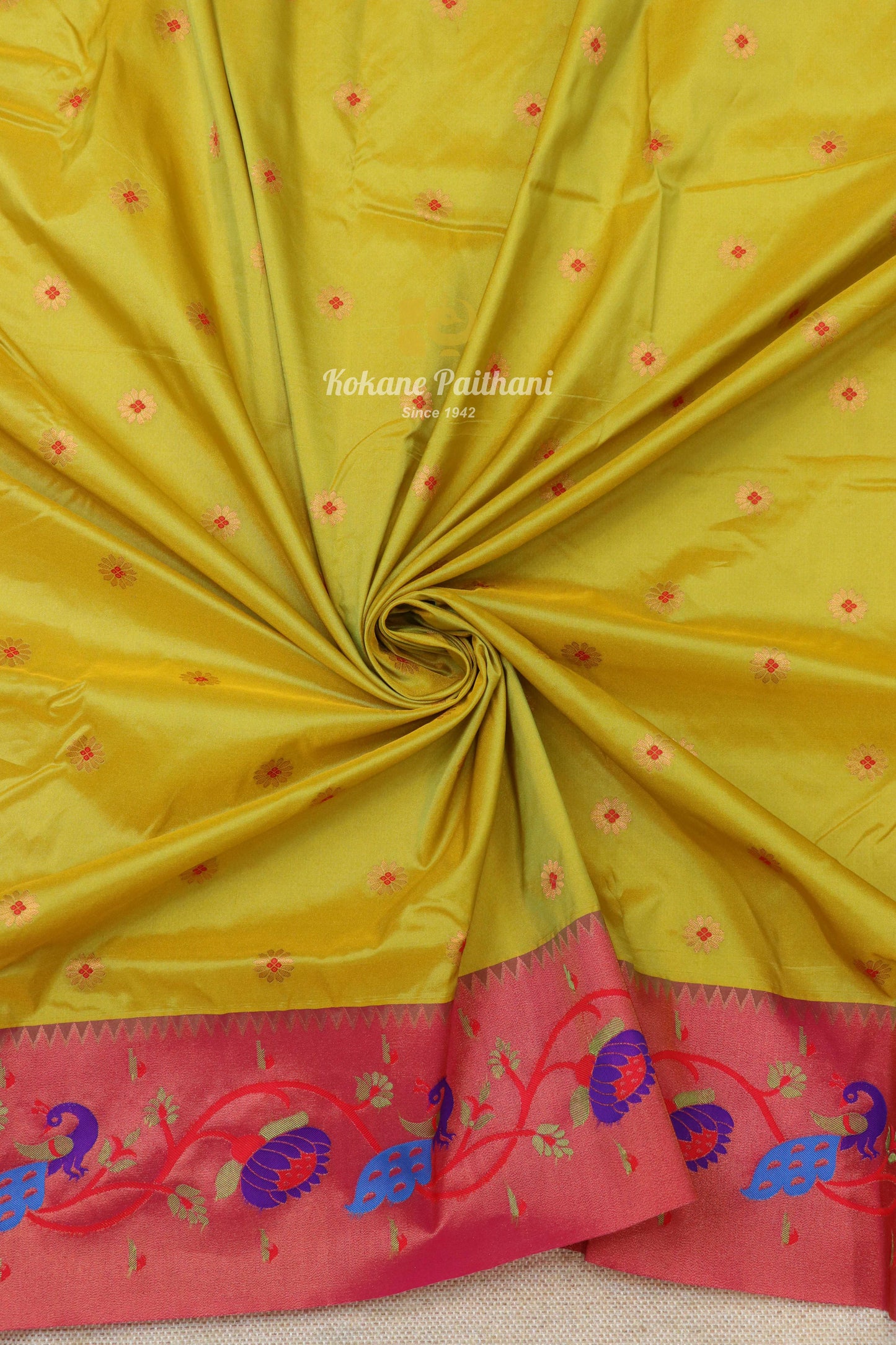 Peacock Lotus Brocade Paithani Saree