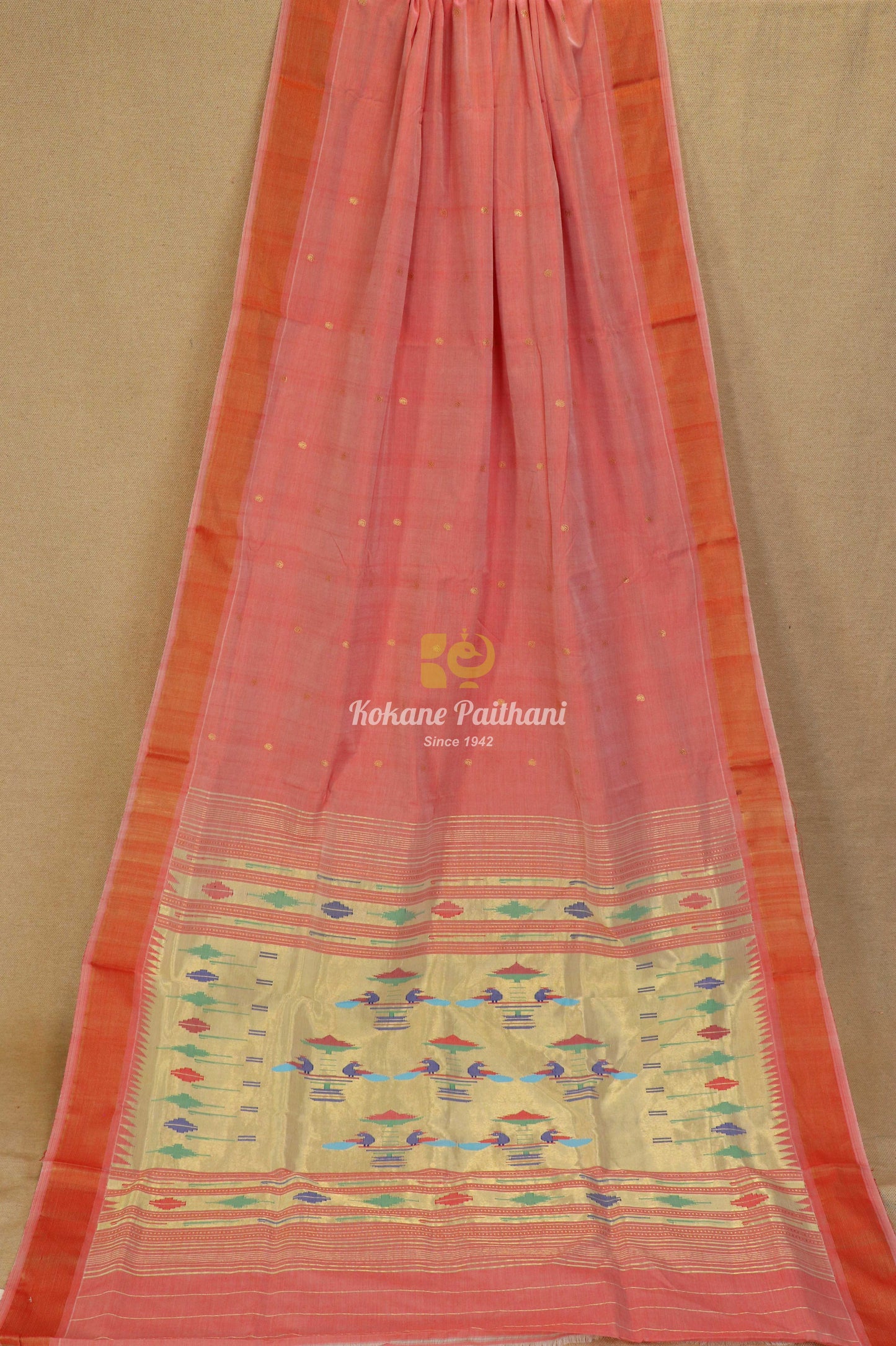 Traditional Pallu Cotton Paithani Saree