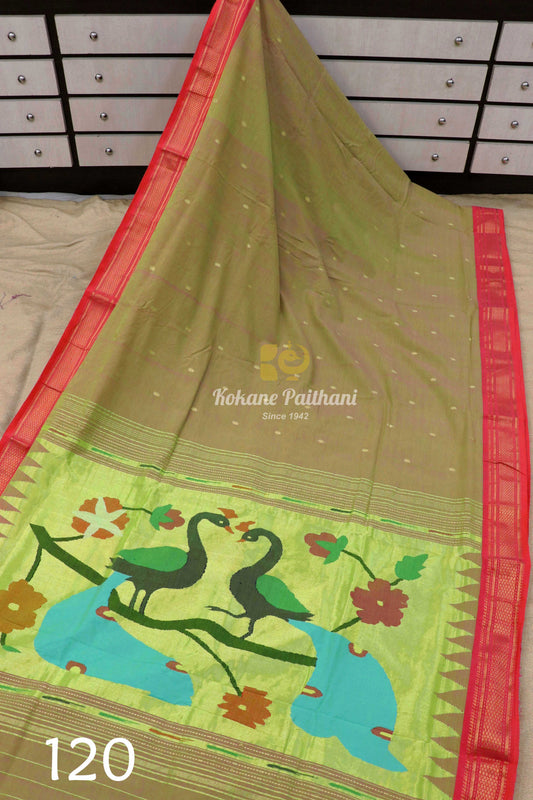 Fancy Pallu Cotton Paithani Saree