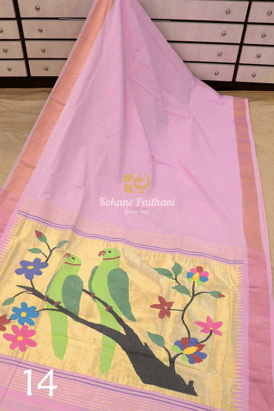 Fancy Pallu Cotton Paithani Saree