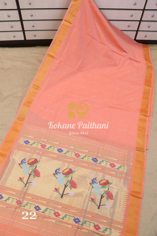 Fancy Pallu Cotton Paithani Saree