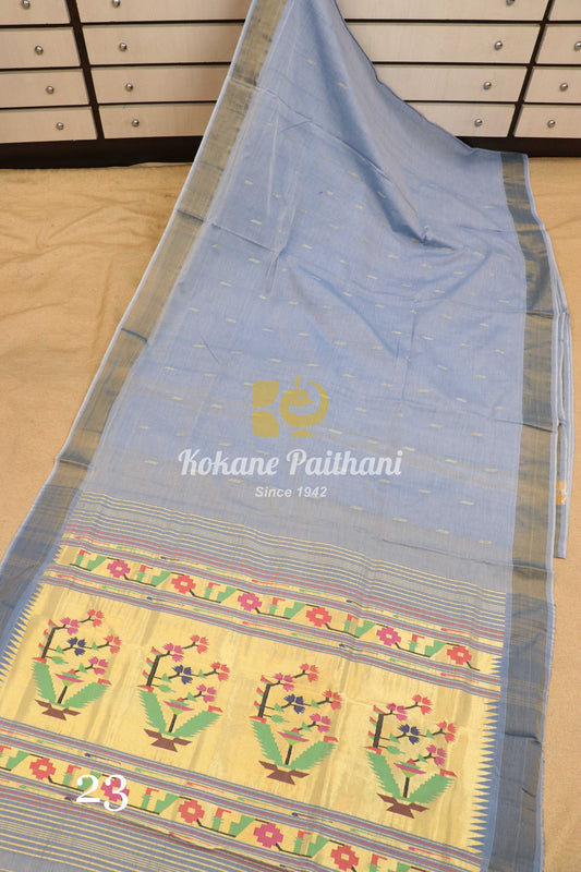 Fancy Pallu Cotton Paithani Saree