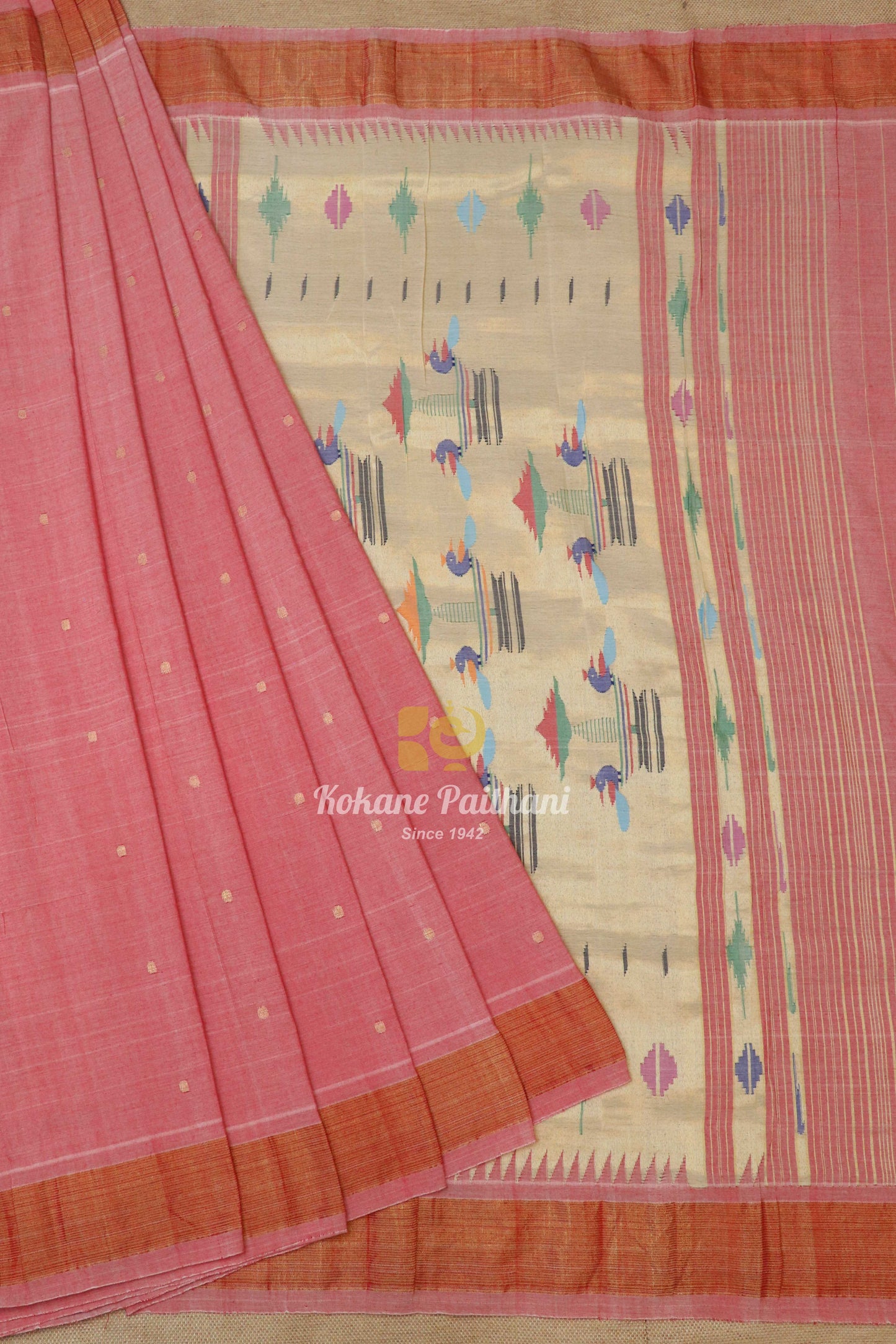 Traditional Pallu Cotton Paithani Saree