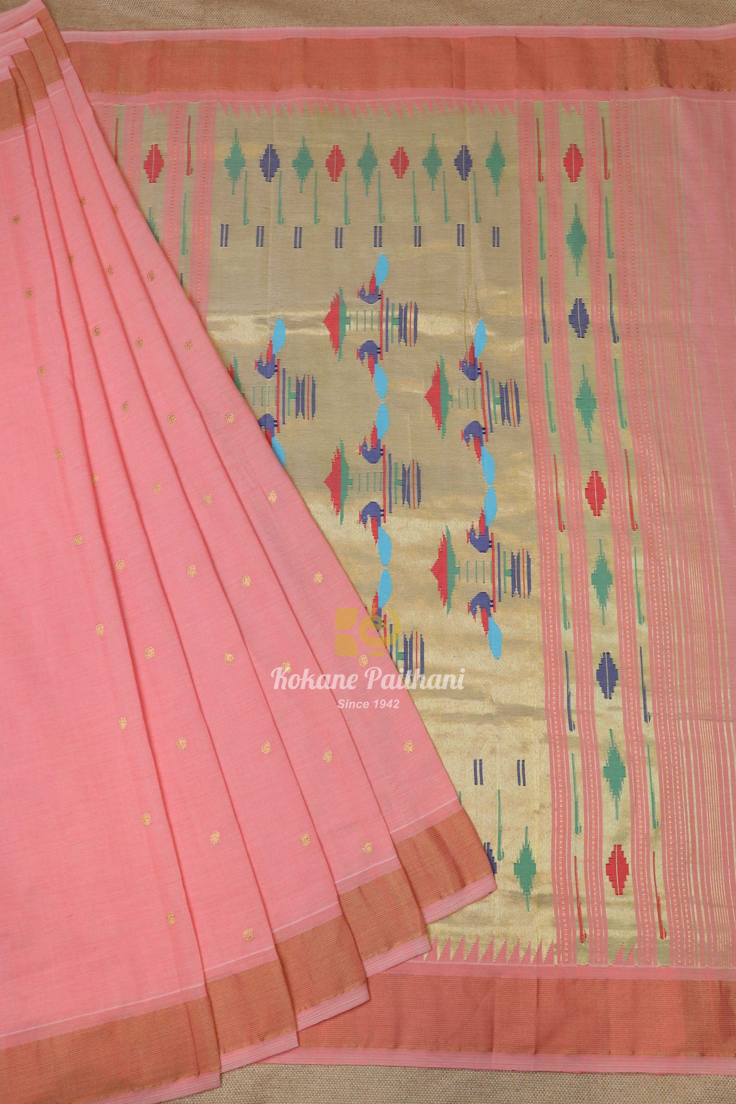 Traditional Pallu Cotton Paithani Saree