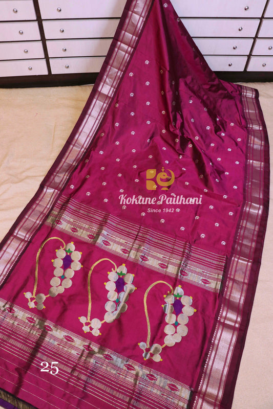 Fancy Pallu Silver Silk Paithani Saree