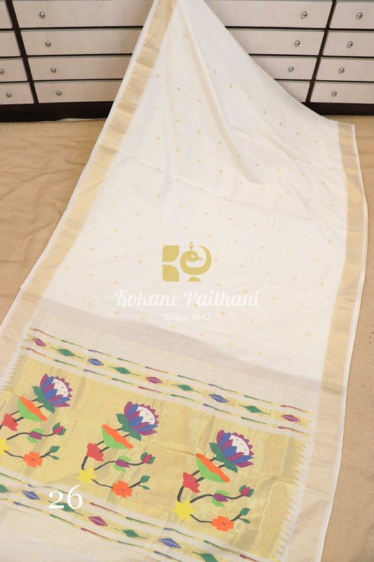 Fancy Pallu Cotton Paithani Saree