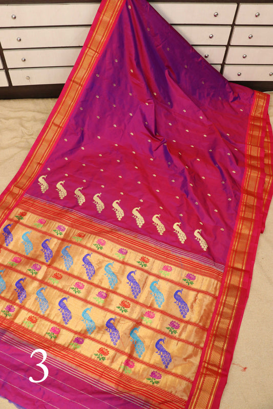 Tissue Peacock Padar Paithani Saree
