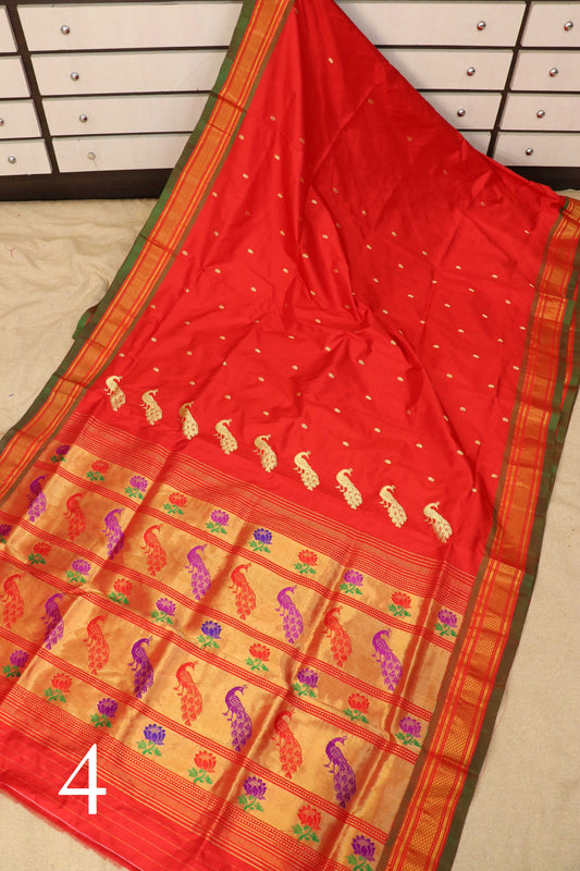 Tissue Peacock Padar Paithani Saree