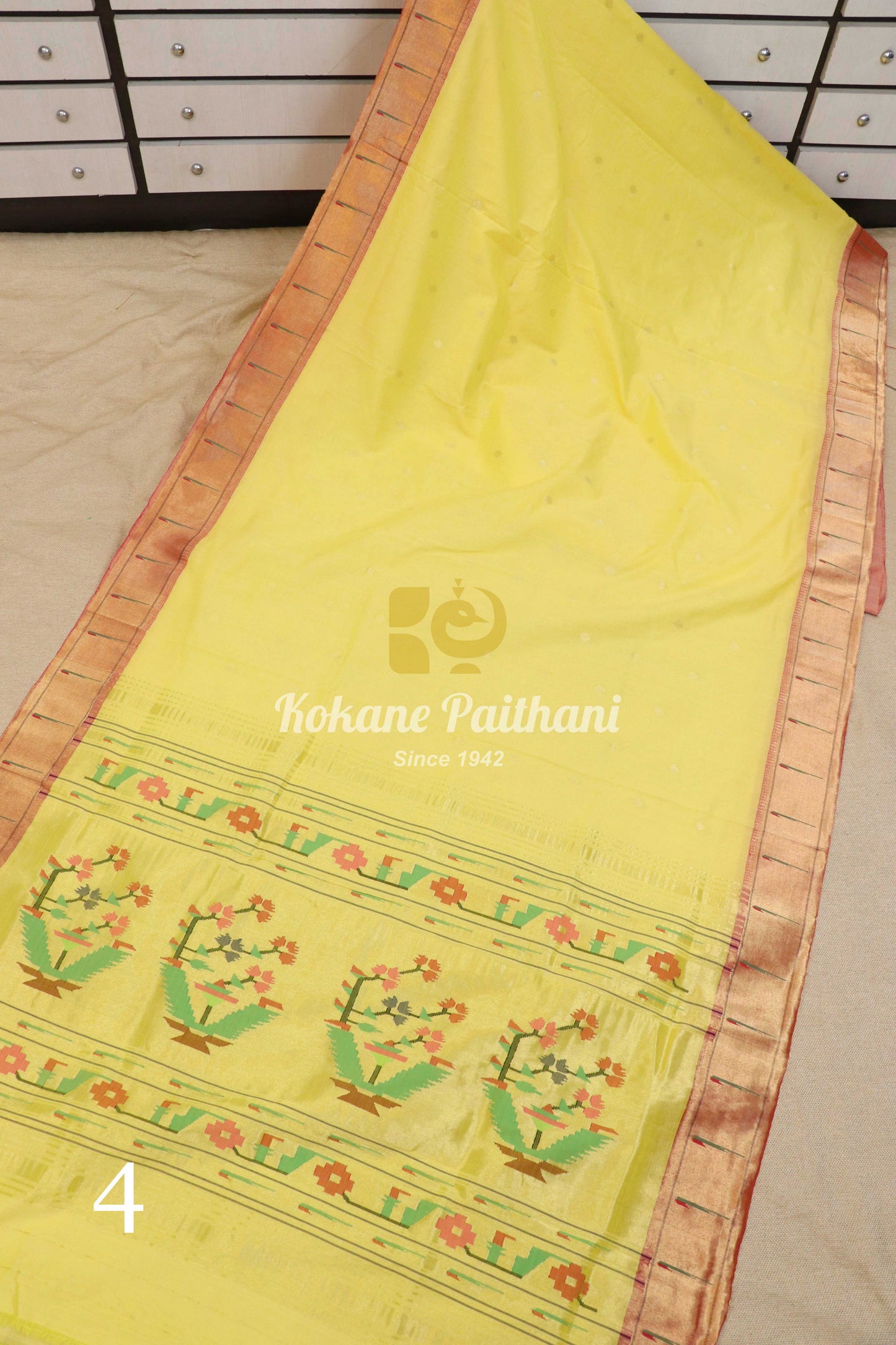 Cotton Muniya Brocade Paithani Saree