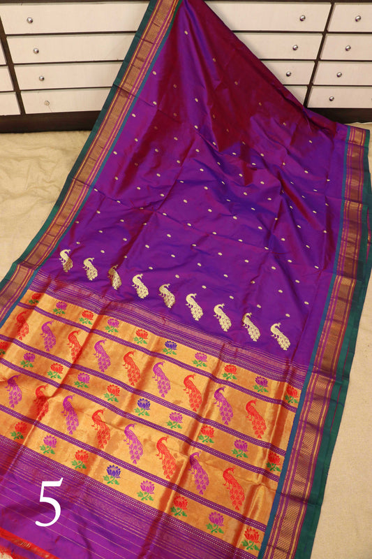 Tissue Peacock Padar Paithani Saree