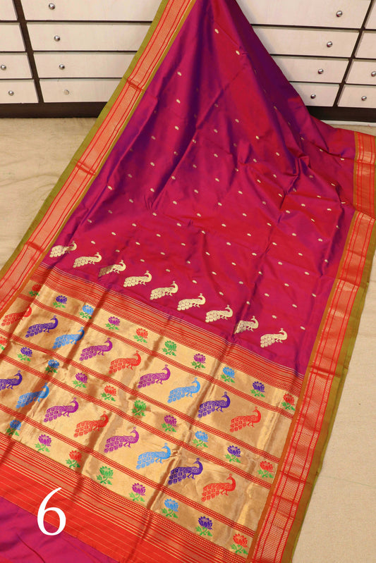 Tissue Peacock Padar Paithani Saree