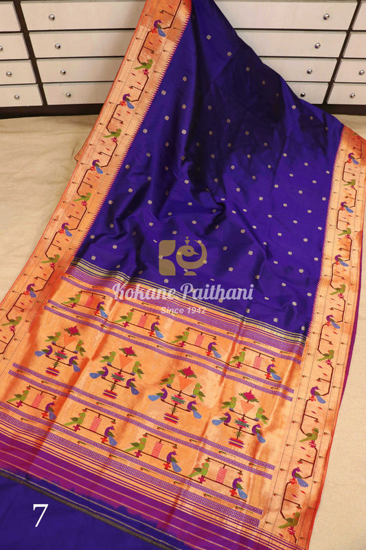 Peacock Parrot Brocade Paithani Saree