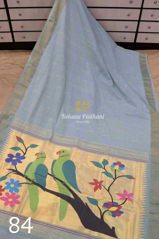 Fancy Pallu Cotton Paithani Saree