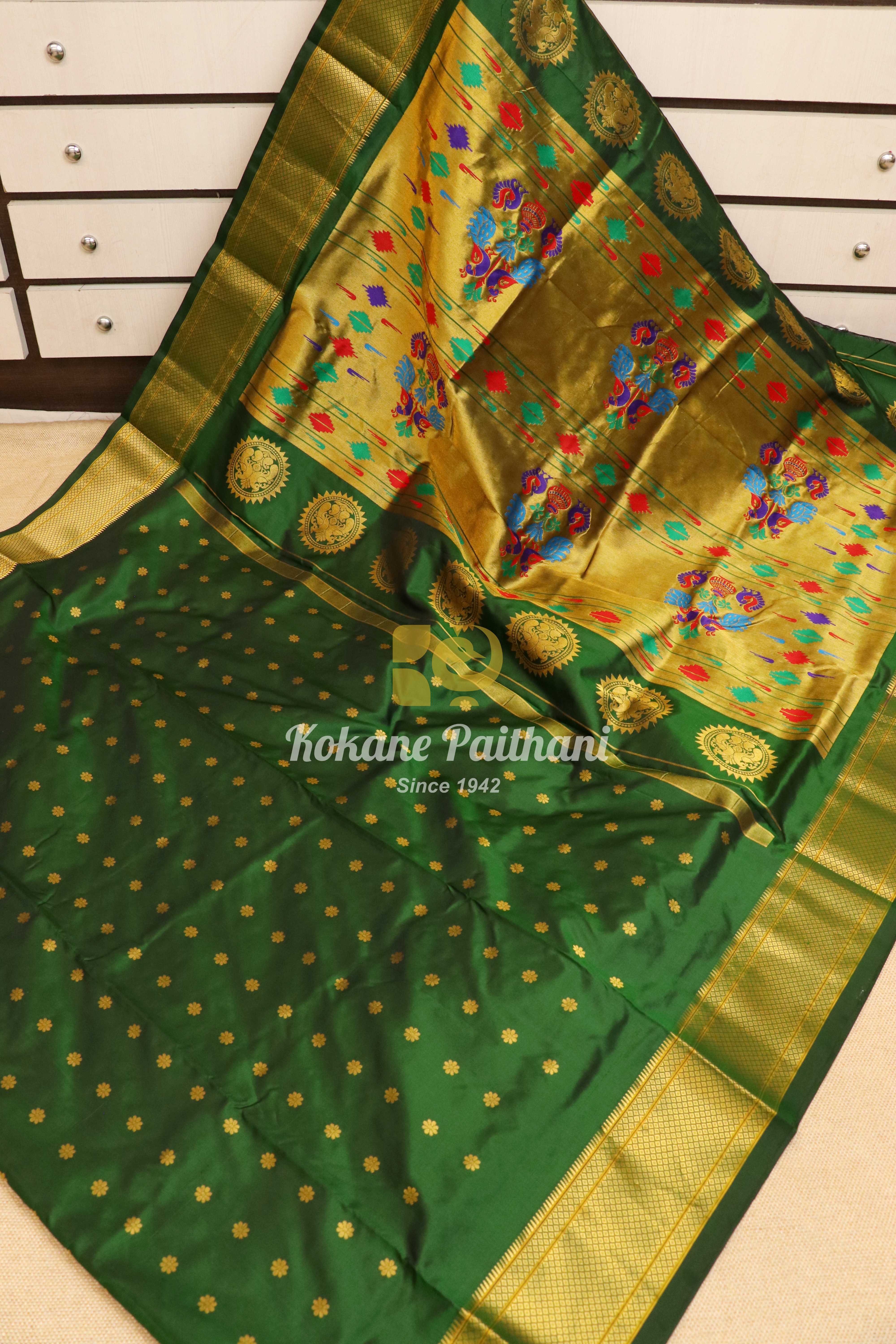 9 Wari Kalanjali Silk Paithani Saree – Kokane Paithani and Sons