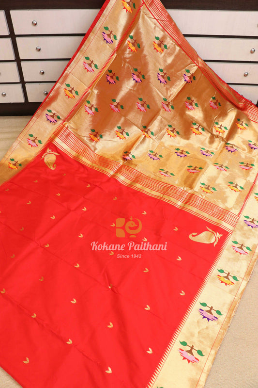 Semi Aasawali Brocade Paithani Saree