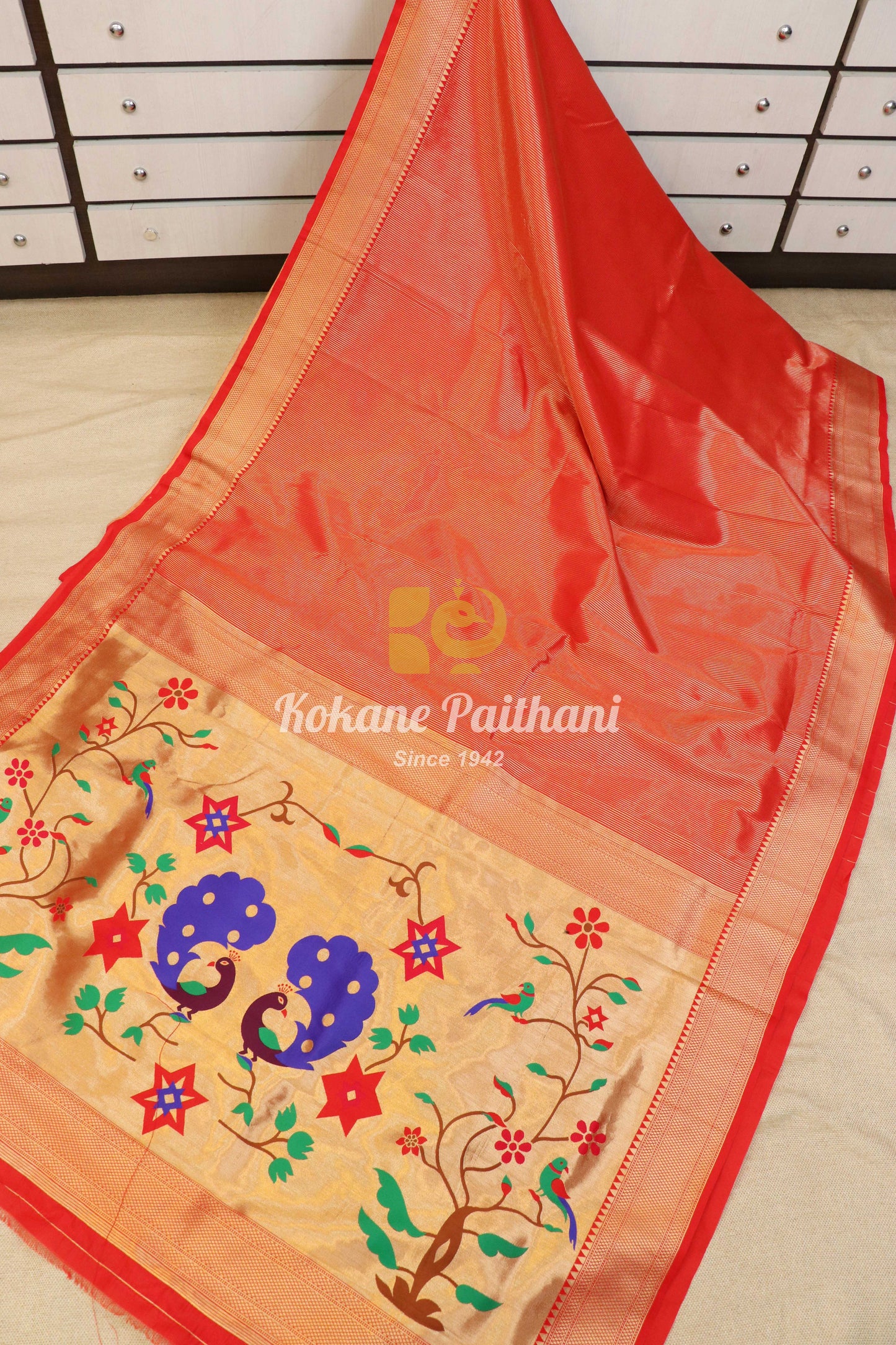 Jari Lining Tissue Semi Paithani